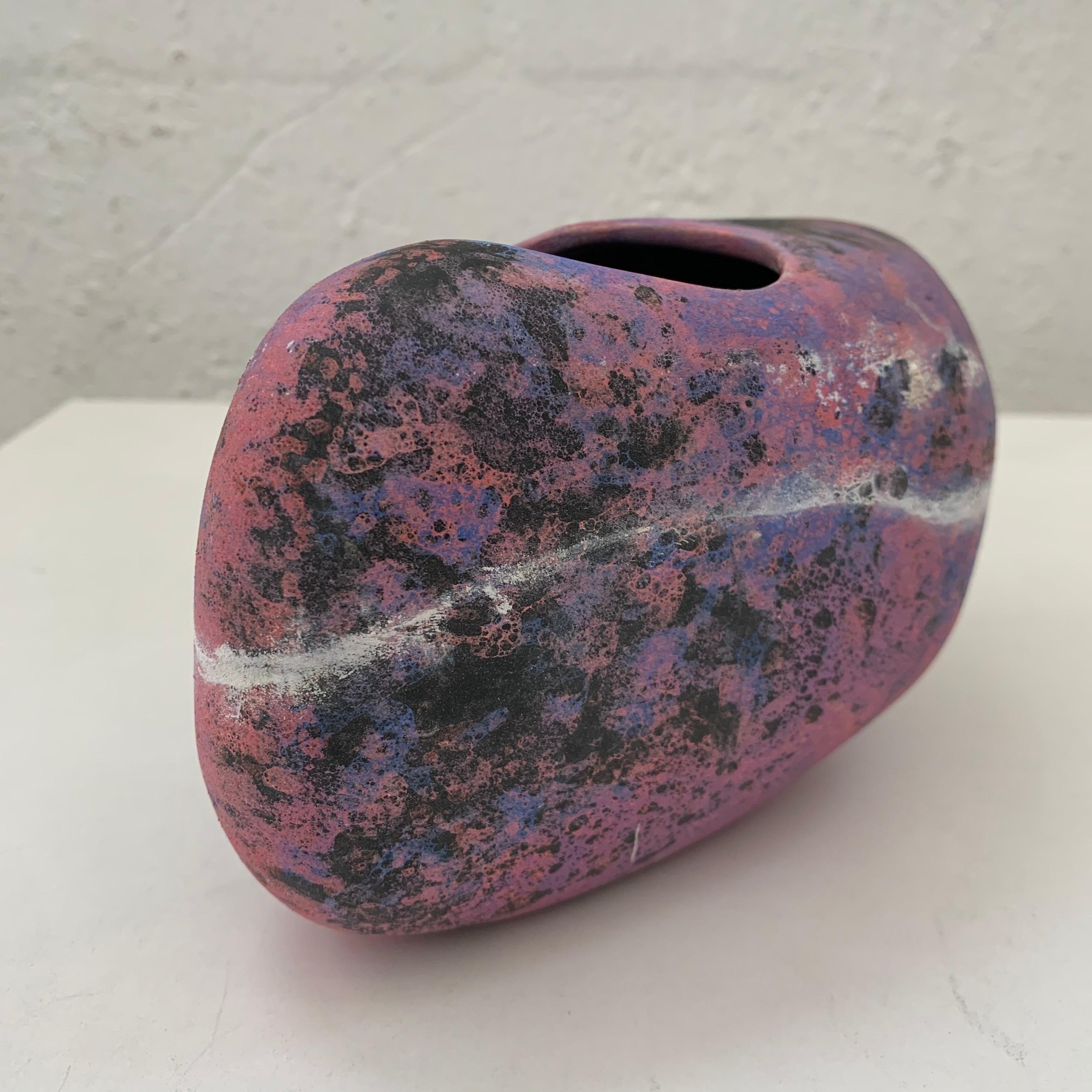 Glazed Postmodern Amorphic Celestial Pottery Vase, Handmade, USA