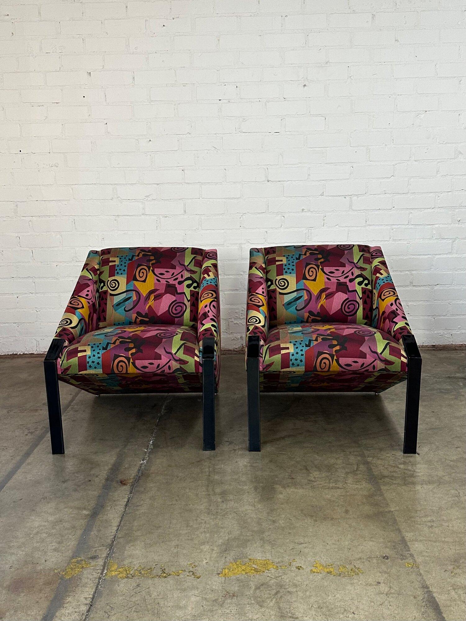 Post Modern Angular lounge chairs - sold separately For Sale 1