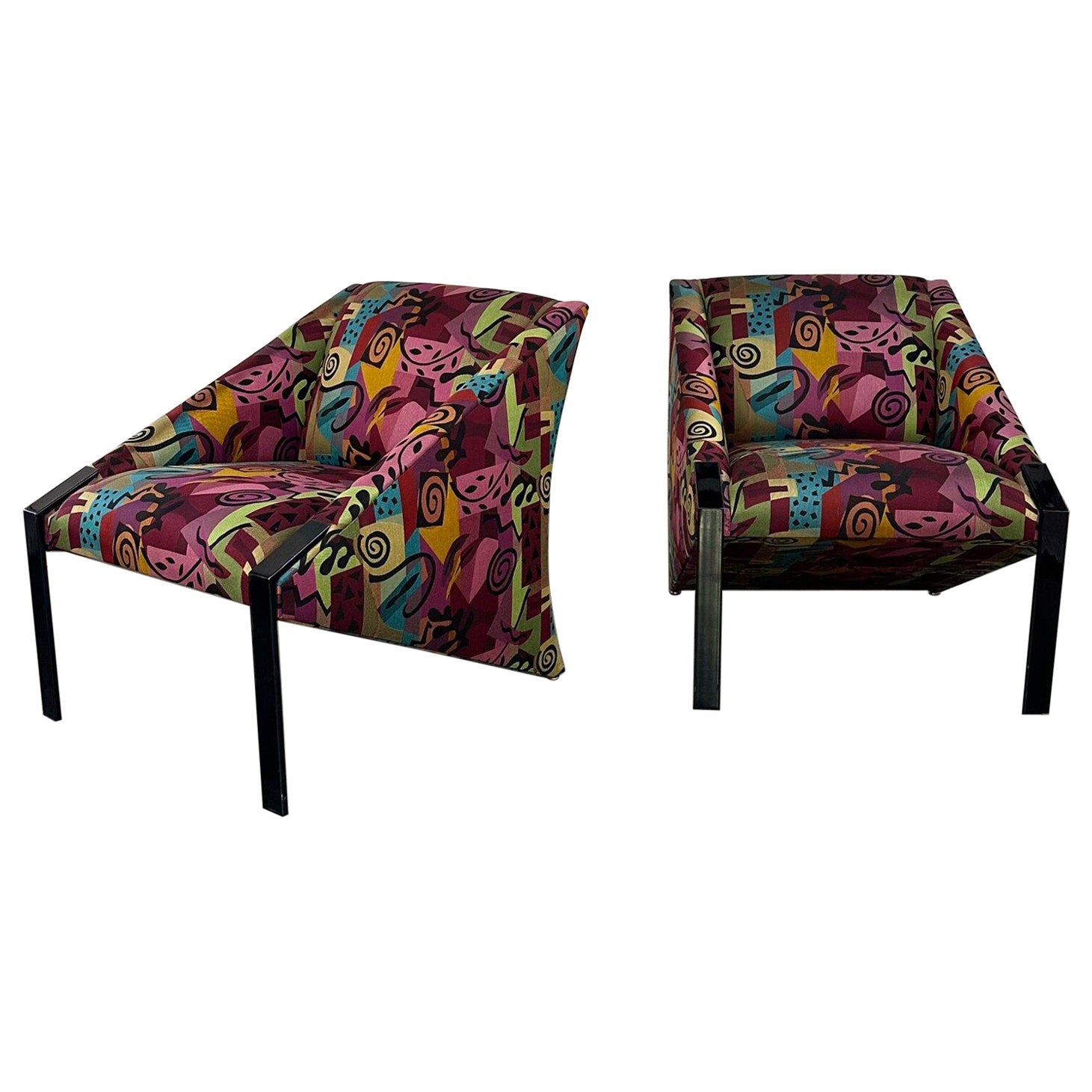 Post Modern Angular lounge chairs - sold separately For Sale