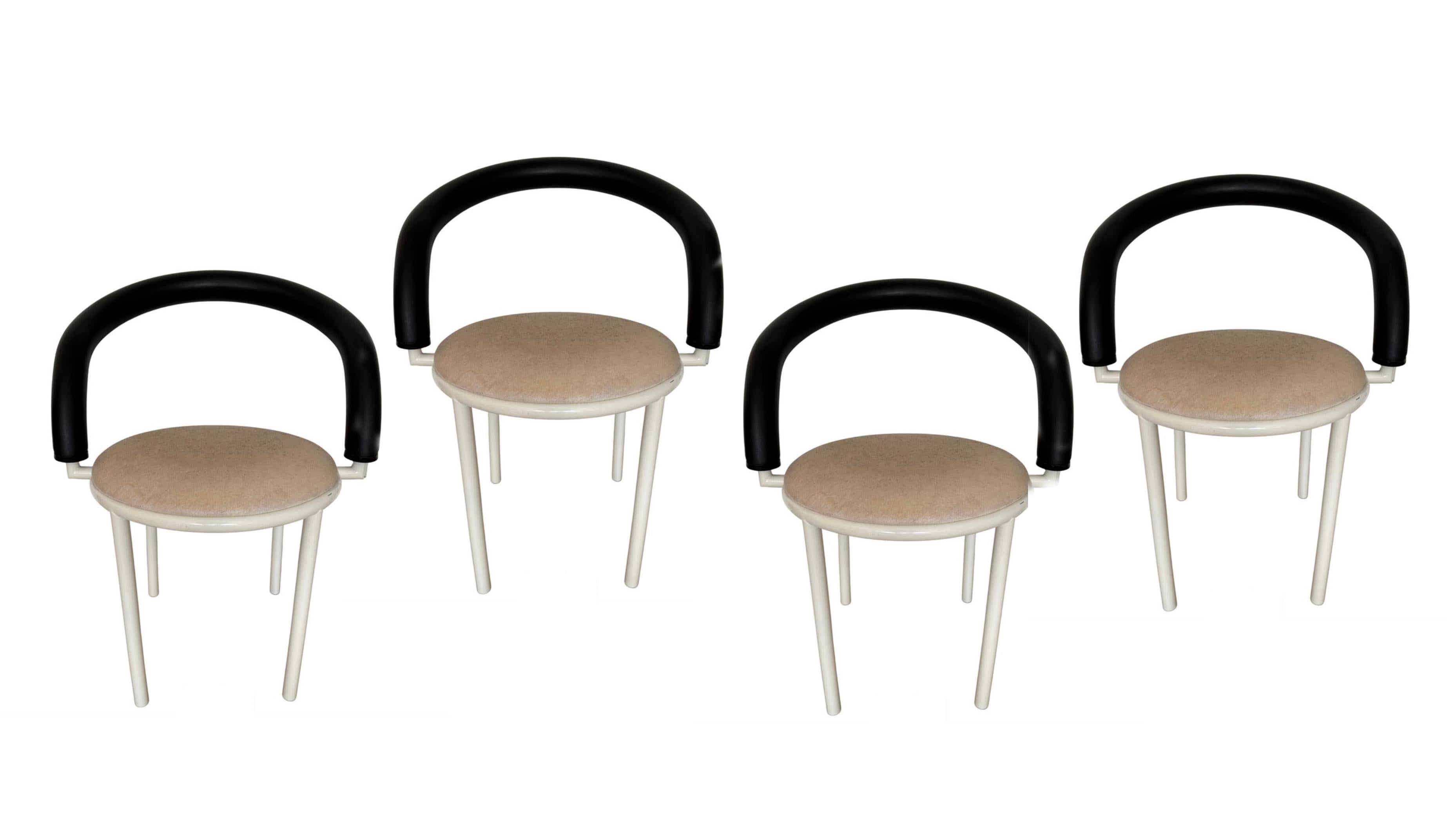 Post modern Anna Anselmi for Bieffeplast chair white metal rubber tubular frame 2