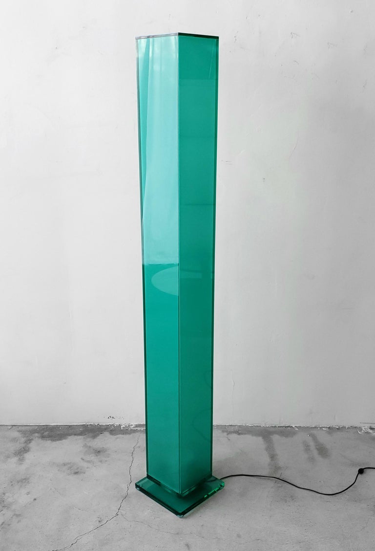 Postmodern Aqua Green Lucite Floor Lamp For Sale at 1stDibs