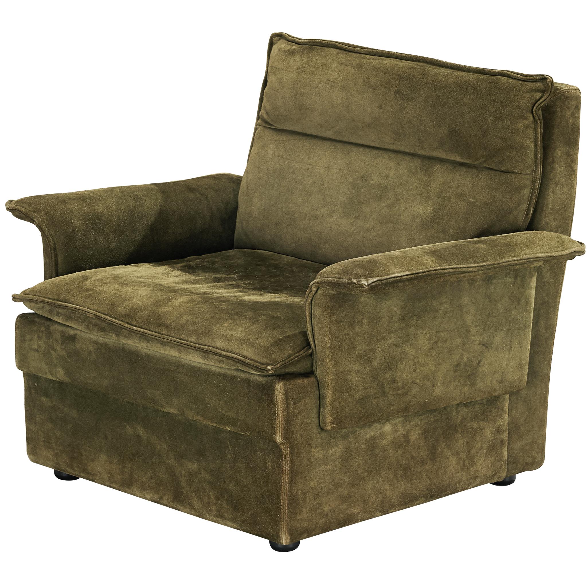 Poltrona post-moderna in pelle scamosciata Greene & Greene naturale in vendita
