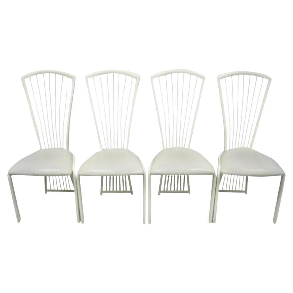 Post Modern Art Deco Style Metal Fan Back Dining Chairs by Liberty - Set of 4