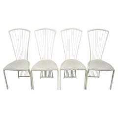Post Modern Art Deco Style Metal Fan Back Dining Chairs by Liberty - Set of 4