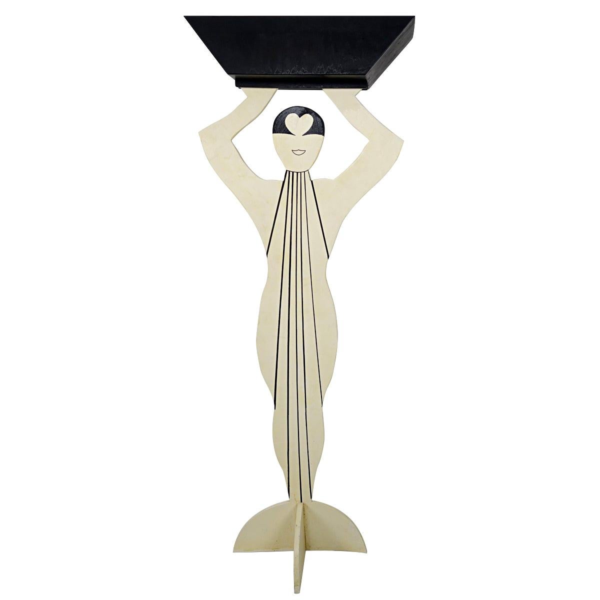 Postmodern Art Deco Style Plant Stand in the Shape of an Elegant Lady