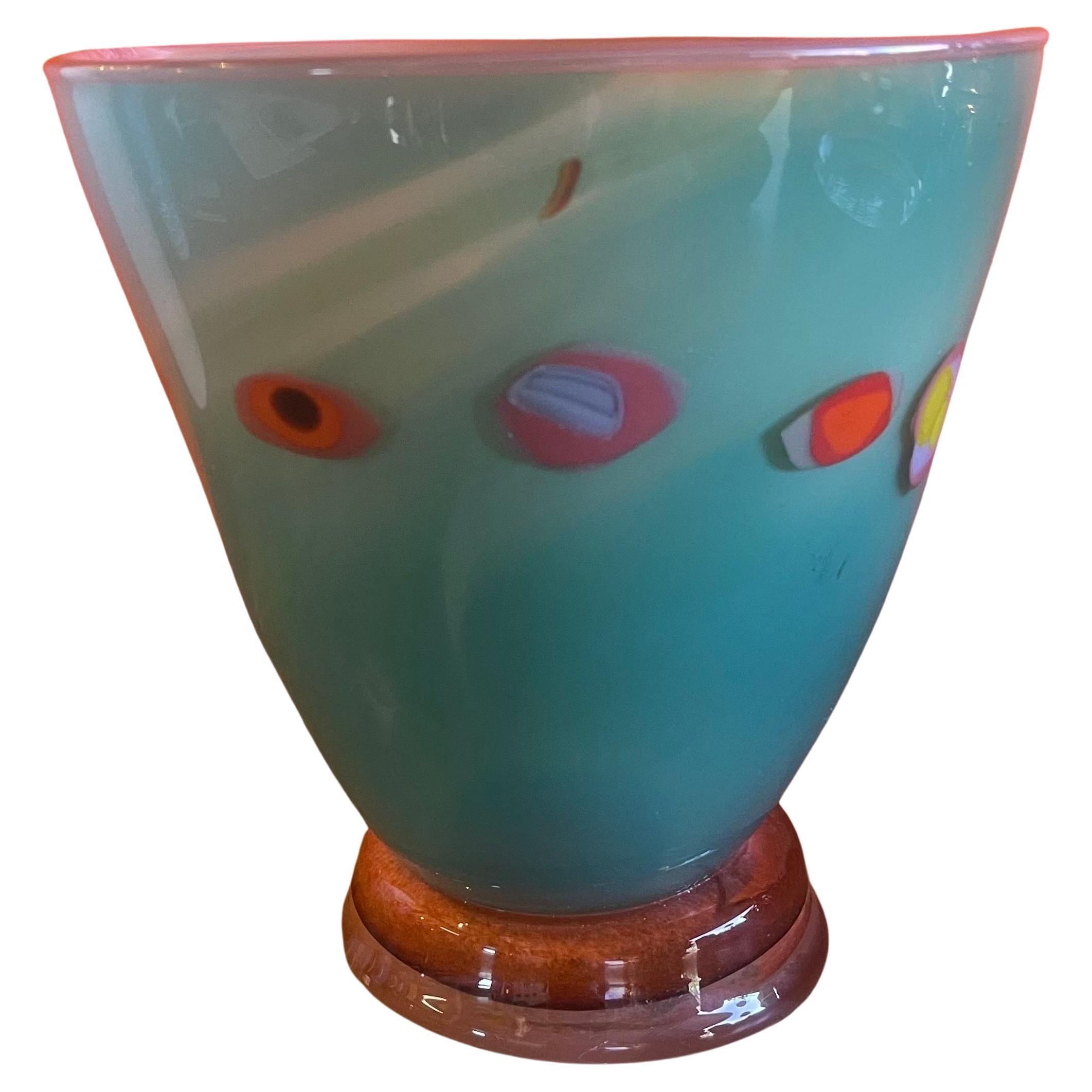 Post-Modern Art Glass Vase by Jon Oakes For Sale 7