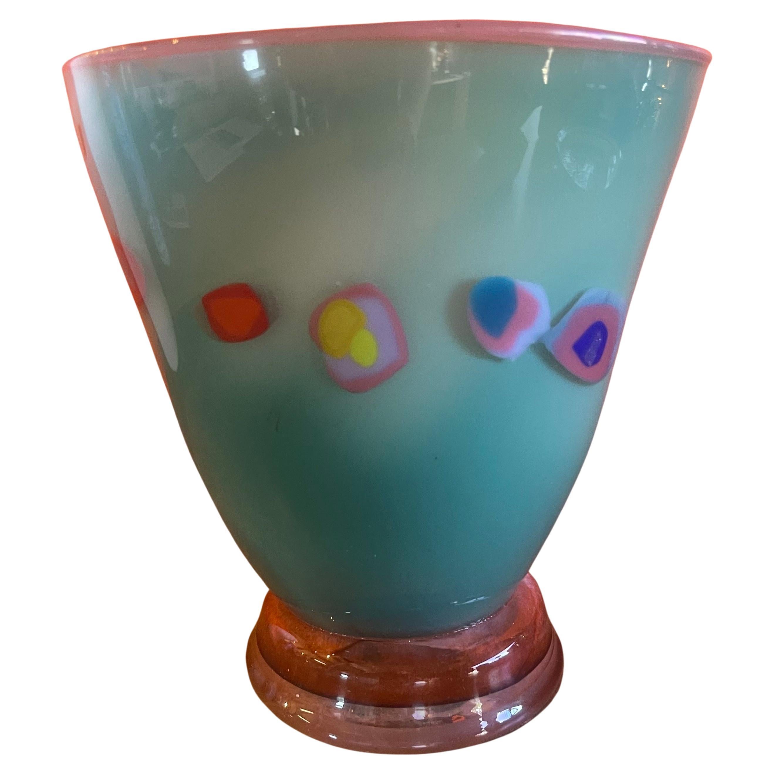 Post-Modern Art Glass Vase by Jon Oakes For Sale