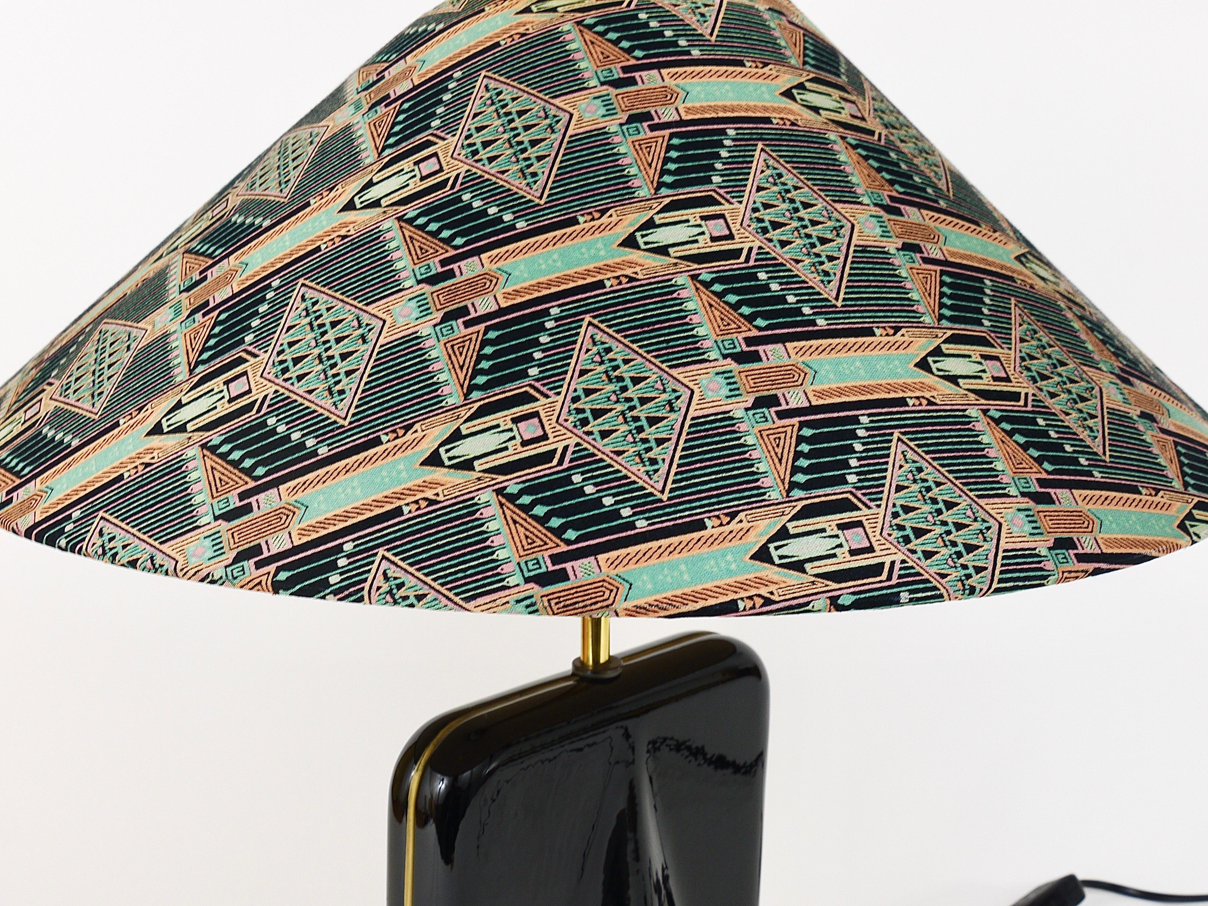 Post-Modern Art Nouveau Art Deco Pattern Table or Side Lamp, Brass, Italy, 1980s 9