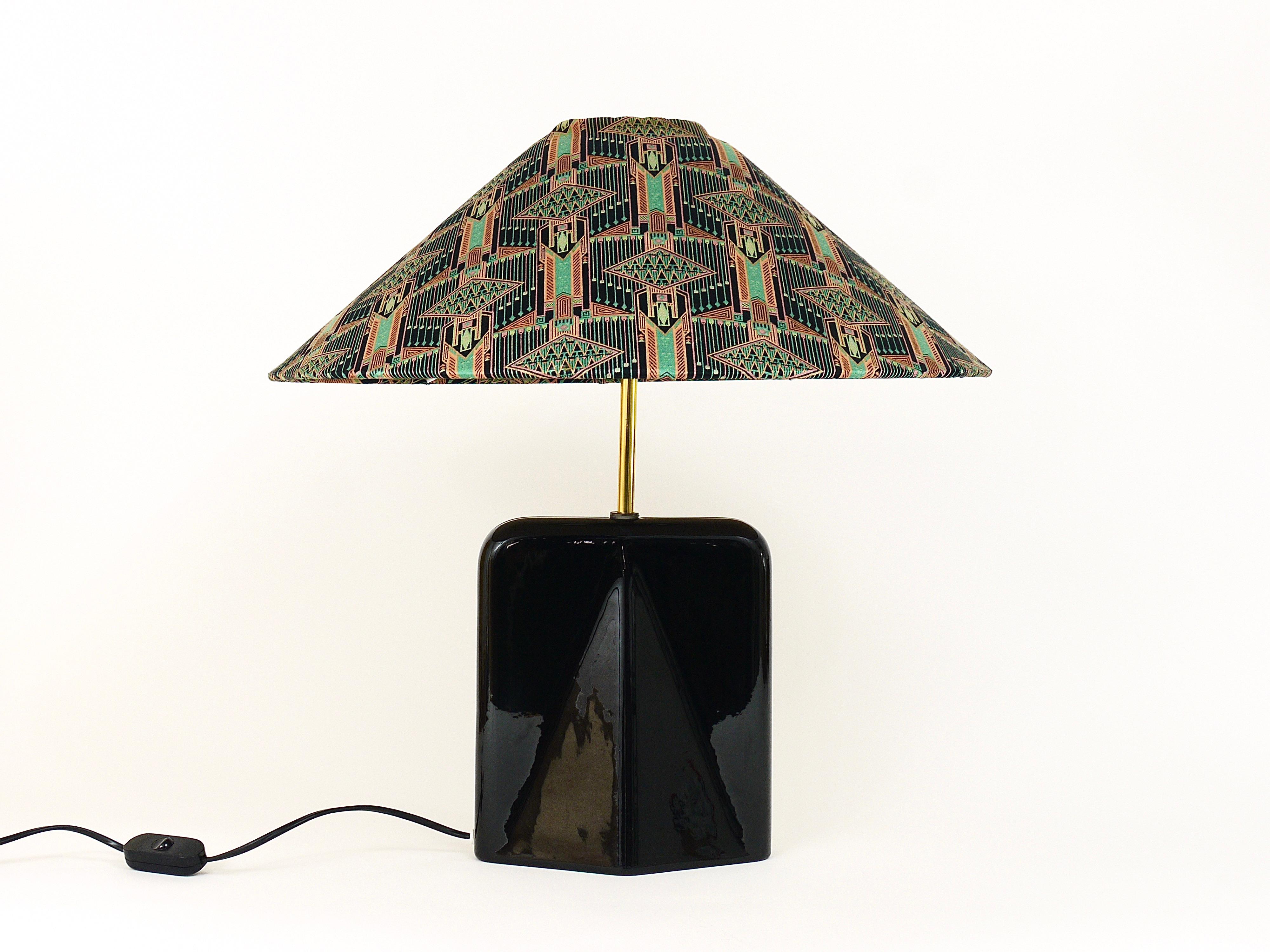 Italian Post-Modern Art Nouveau Art Deco Pattern Table or Side Lamp, Brass, Italy, 1980s