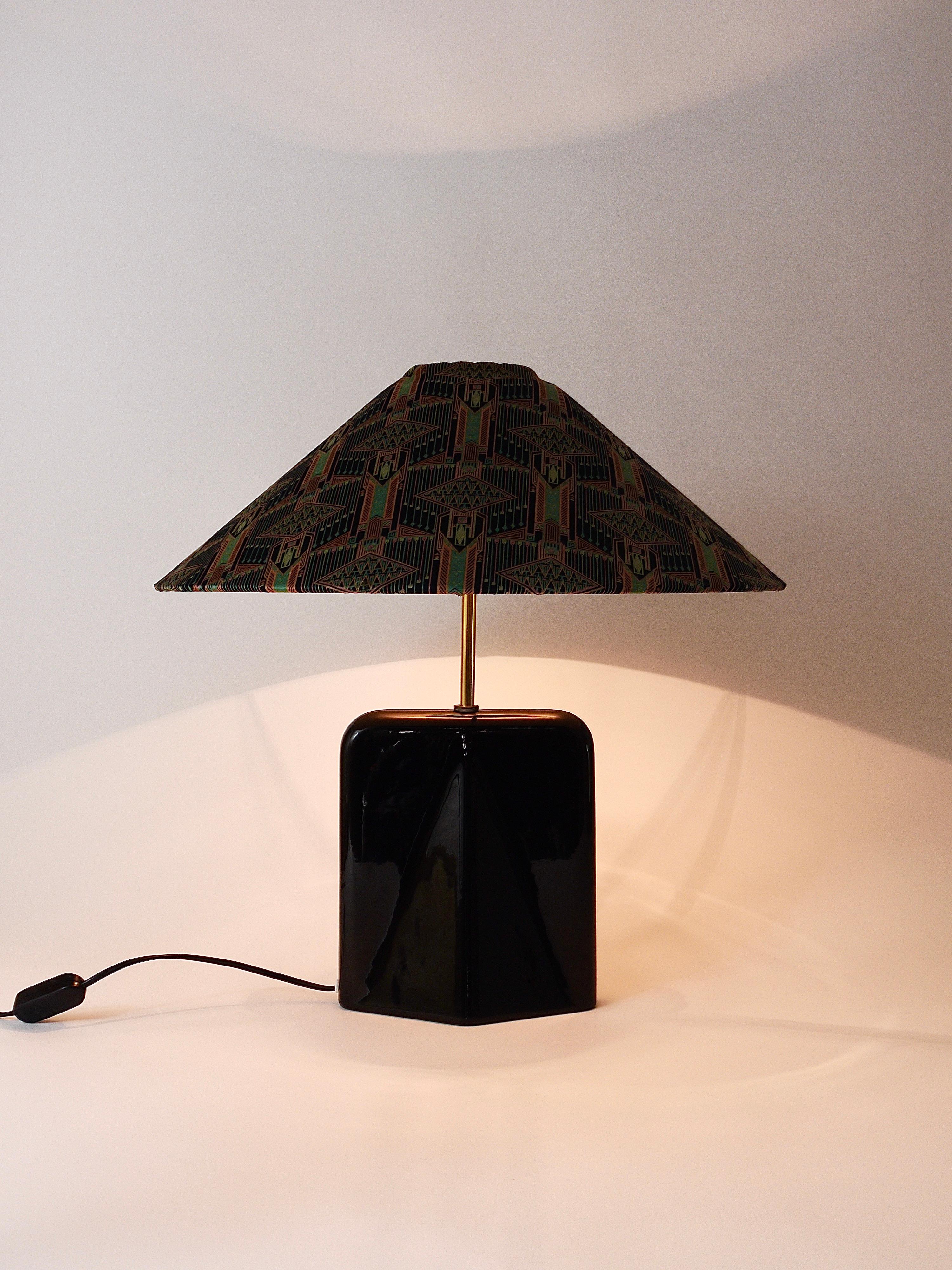 Post-Modern Art Nouveau Art Deco Pattern Table or Side Lamp, Brass, Italy, 1980s In Good Condition In Vienna, AT