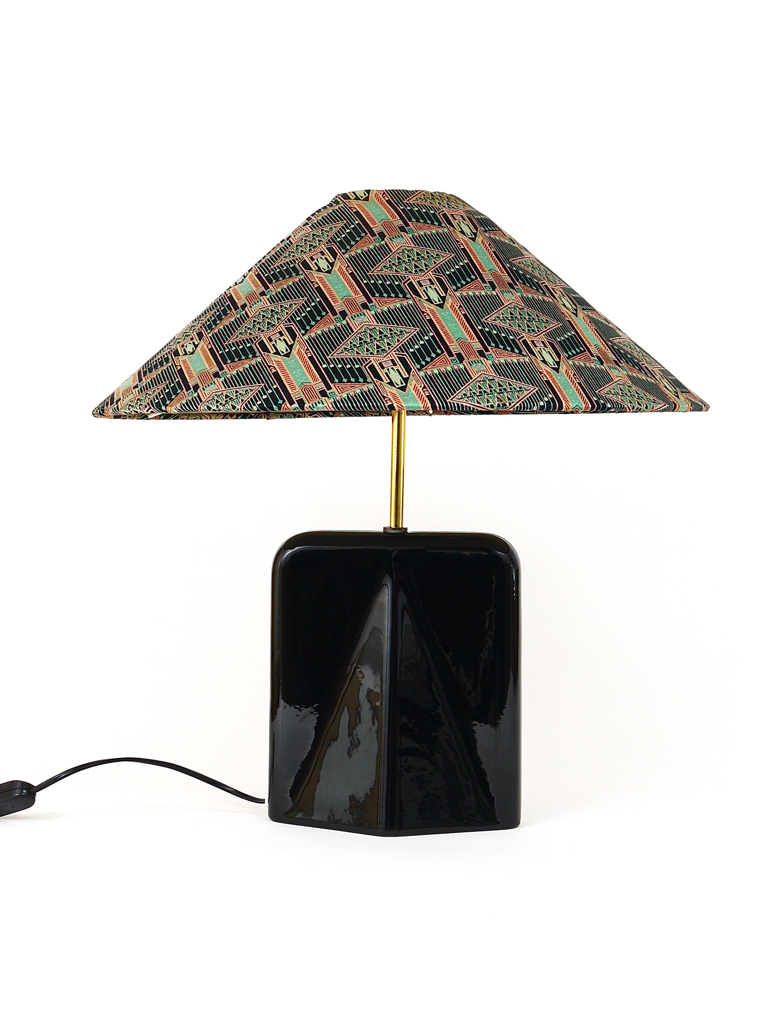 Post-Modern Art Nouveau Art Deco Pattern Table or Side Lamp, Brass, Italy, 1980s 1