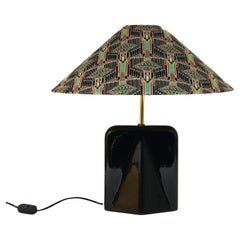 Post-Modern Art Nouveau Art Deco Pattern Table or Side Lamp, Brass, Italy, 1980s