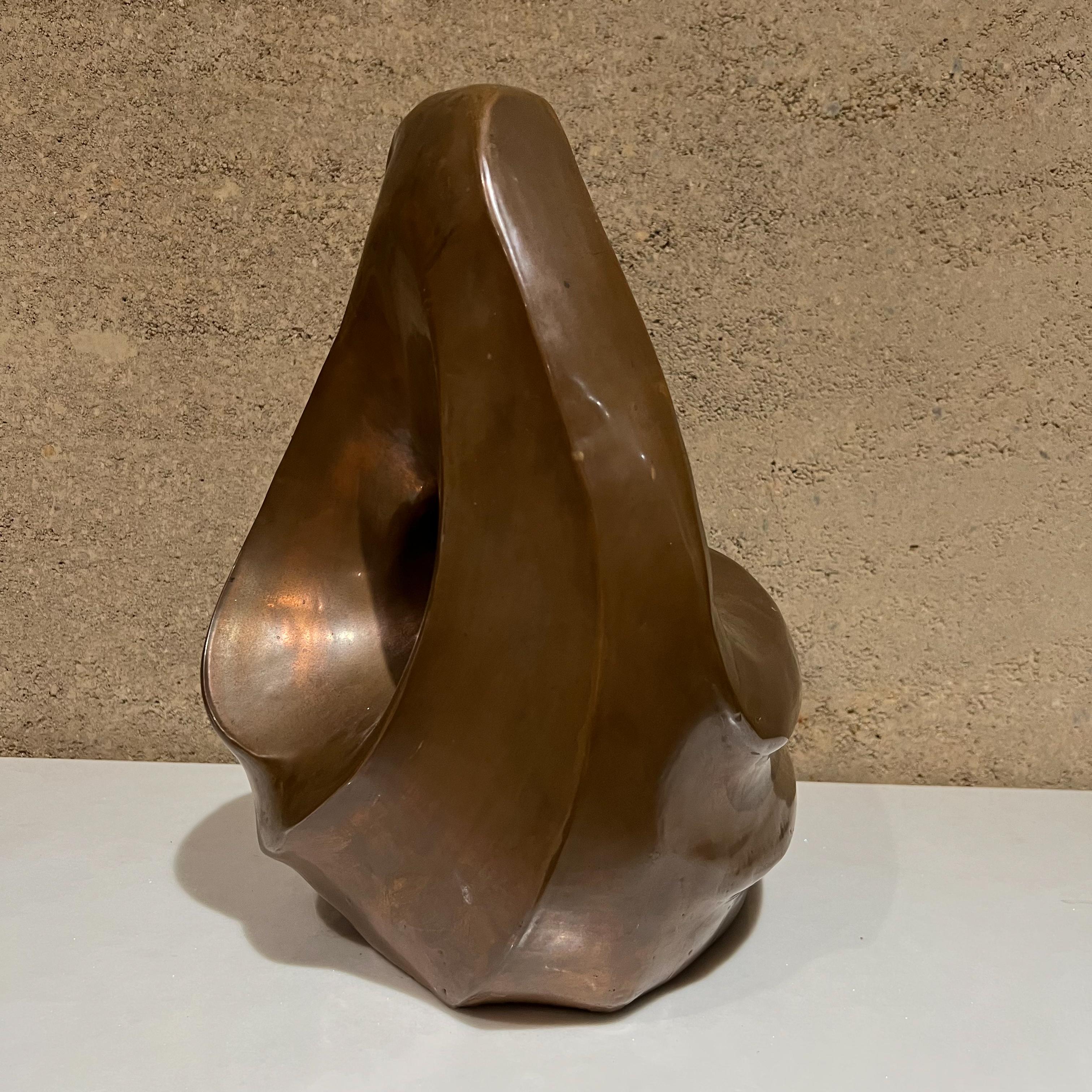 1980s Post Modern Art Table Sculpture in Organic Swirled Copper Signed  In Good Condition For Sale In Chula Vista, CA