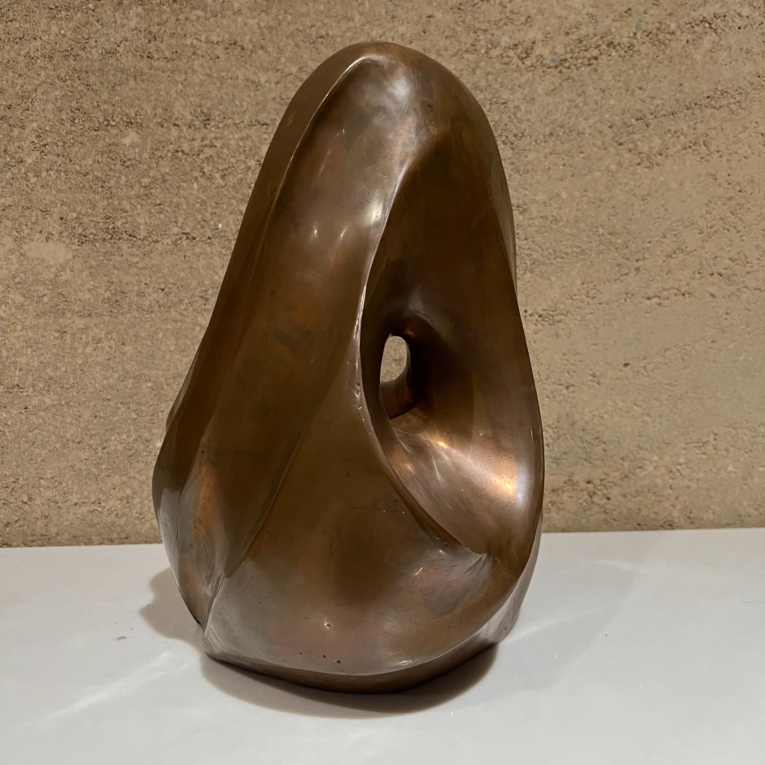 1980s Post Modern Art Table Sculpture in Organic Swirled Copper Signed  For Sale 1
