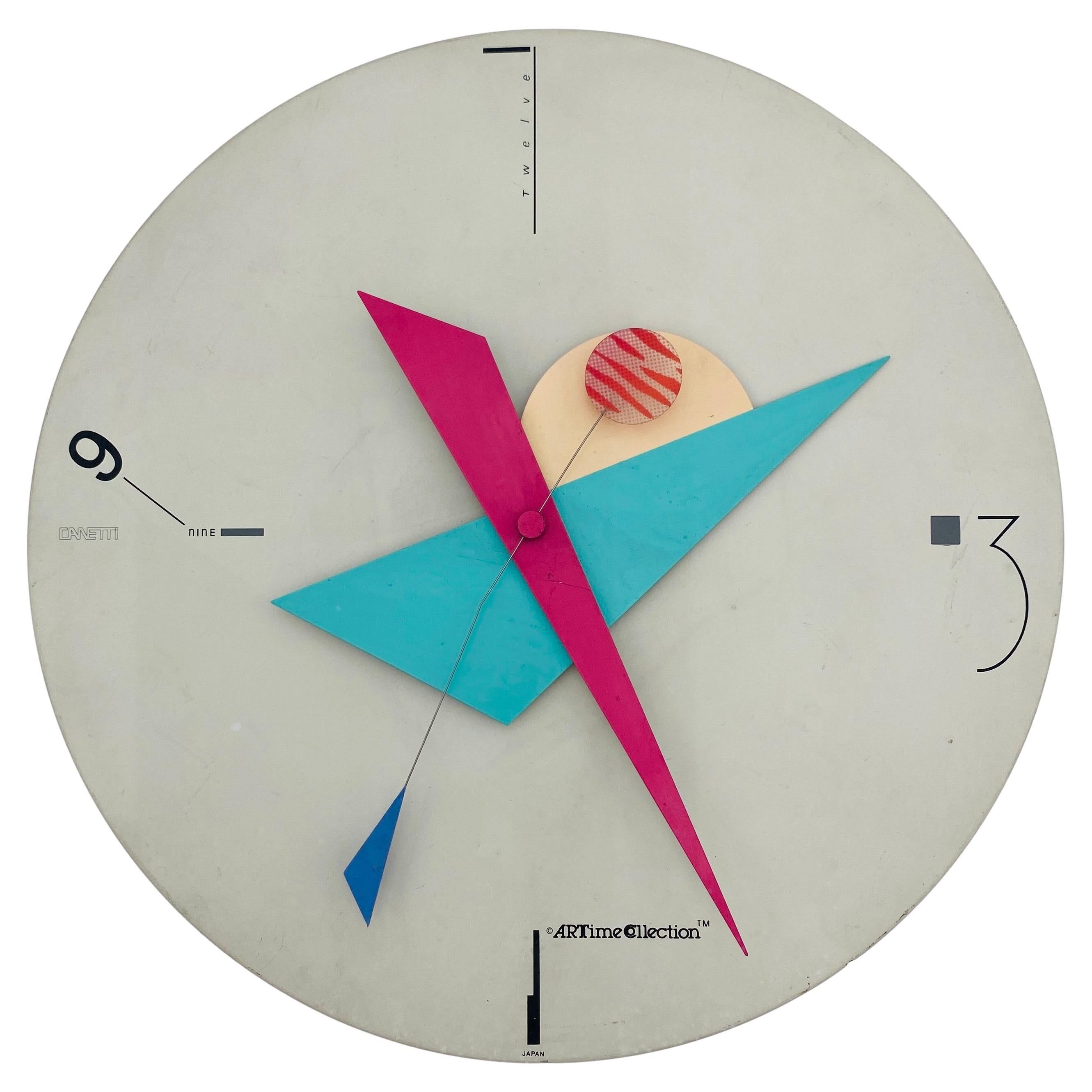 Horloge murale Art Time post-moderne de Nicolai Canetti, 1984