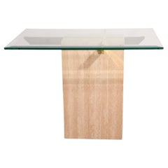 Table d'appoint post-moderne Artedi en marbre et verre, table d'extrémité fabriquée en Italie dans les années 1970