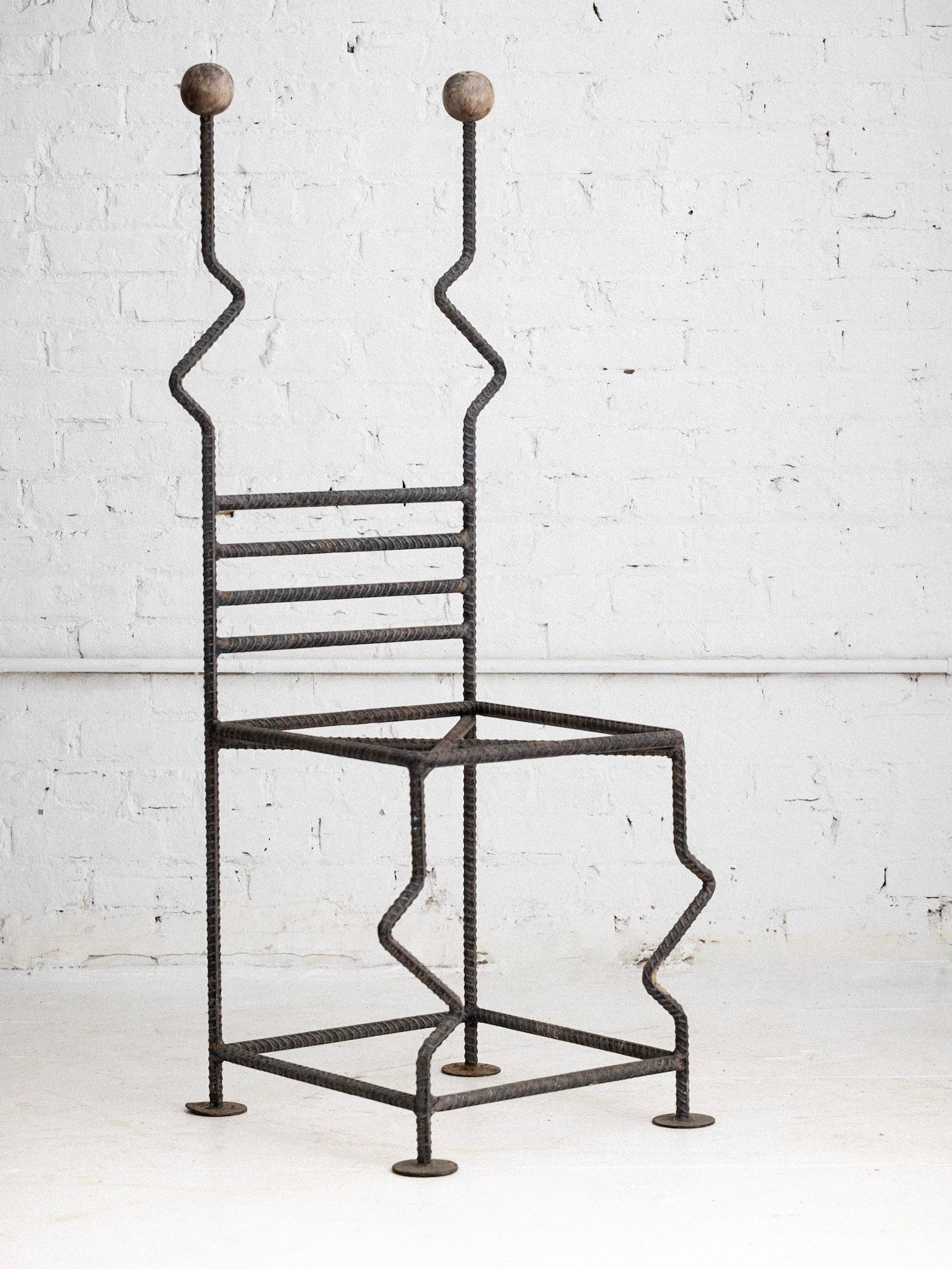 Leather Post Modern Artisan Made Rebar Chair