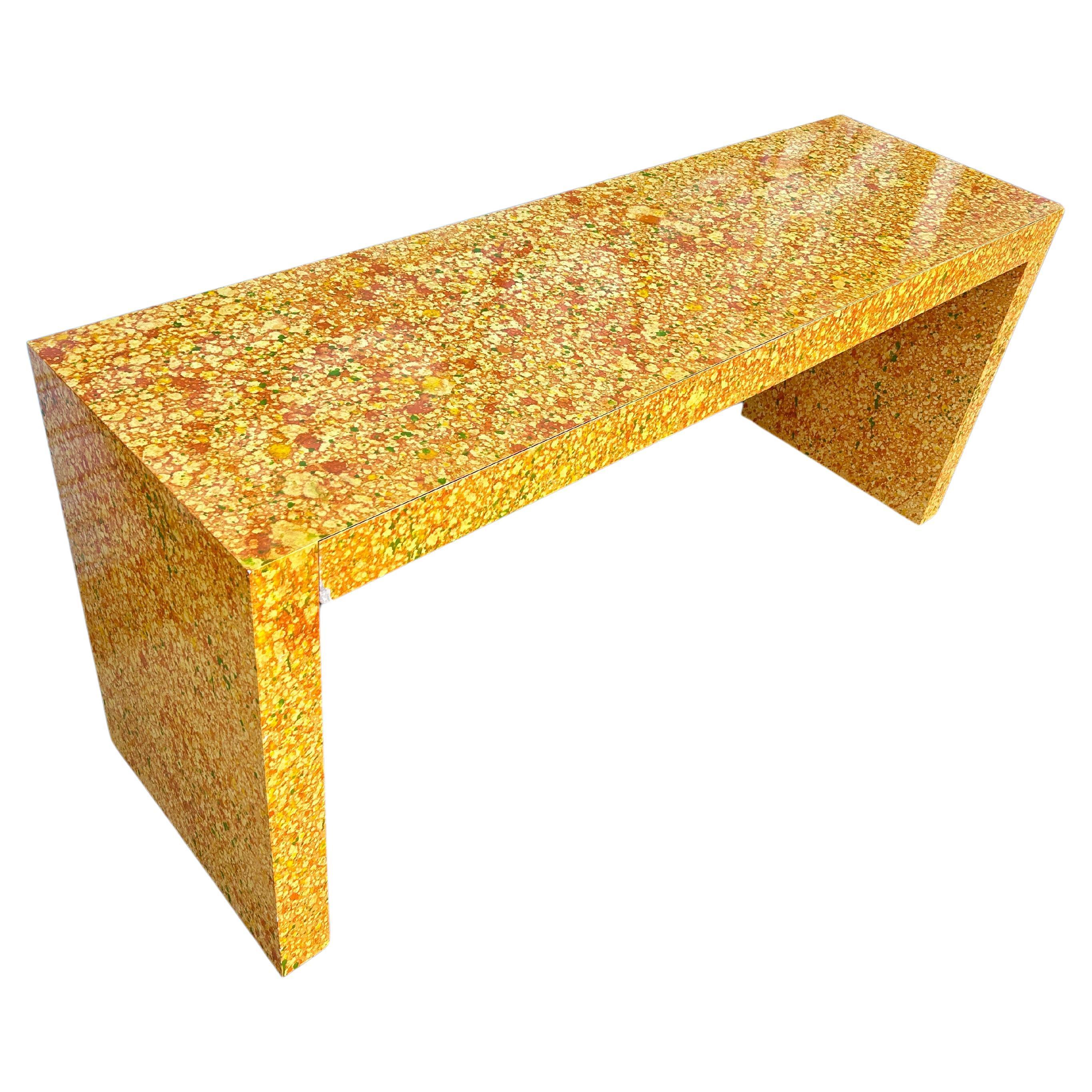 American Post Modern artistic funky Painted 2 Drawer narrow Desk or console table For Sale