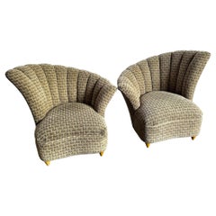 Post Modern Ascending Clam Shell Lounge Chairs - A Pair