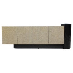 Postmodern Asymmetrical Cantilevered Two-Tone Burl Veneer Sideboard or Credenza