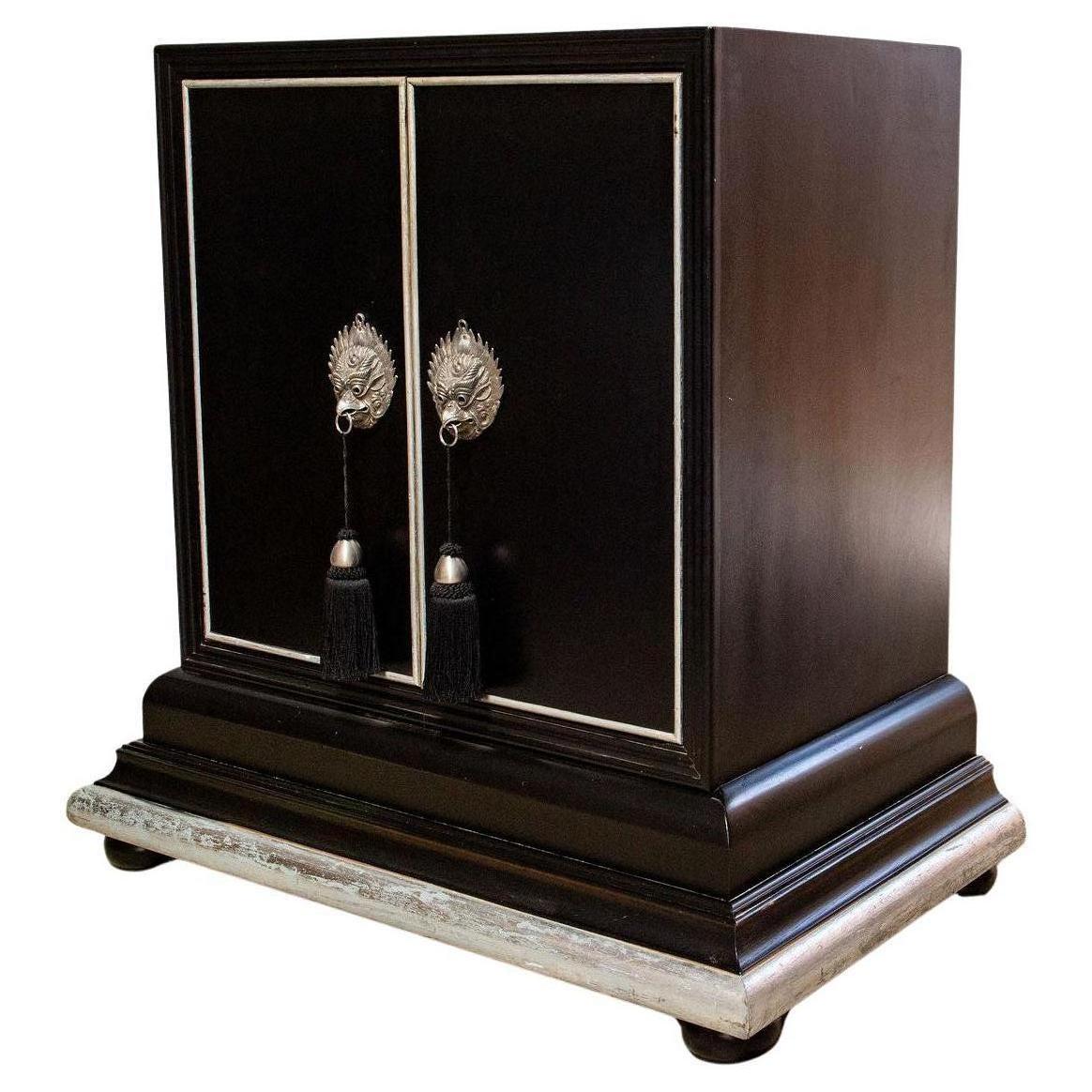 Post Modern Bar Cabinet / TV Cabinet with Original Lion Head Hardware For Sale