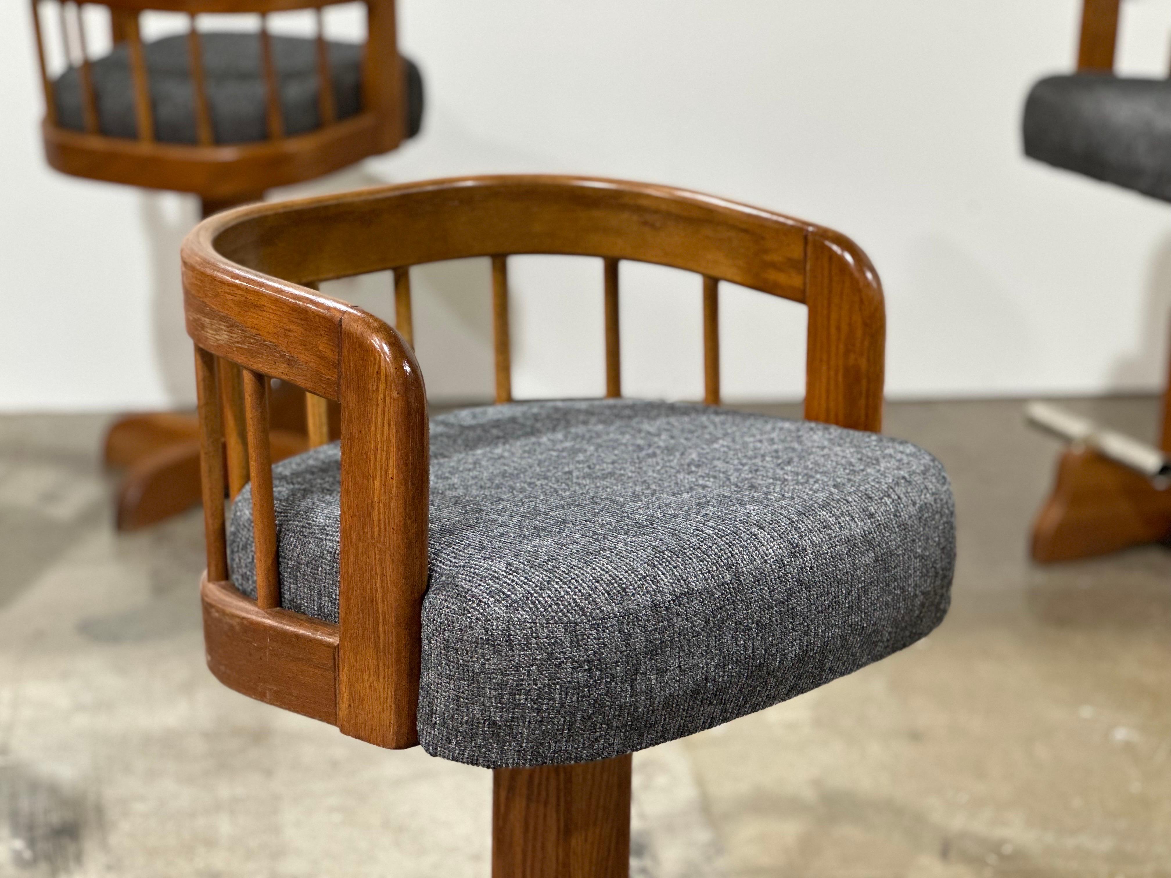 Post Modern Bar Stools - Counter Height Swivel - Solid Oak - After Lou Hodges 2