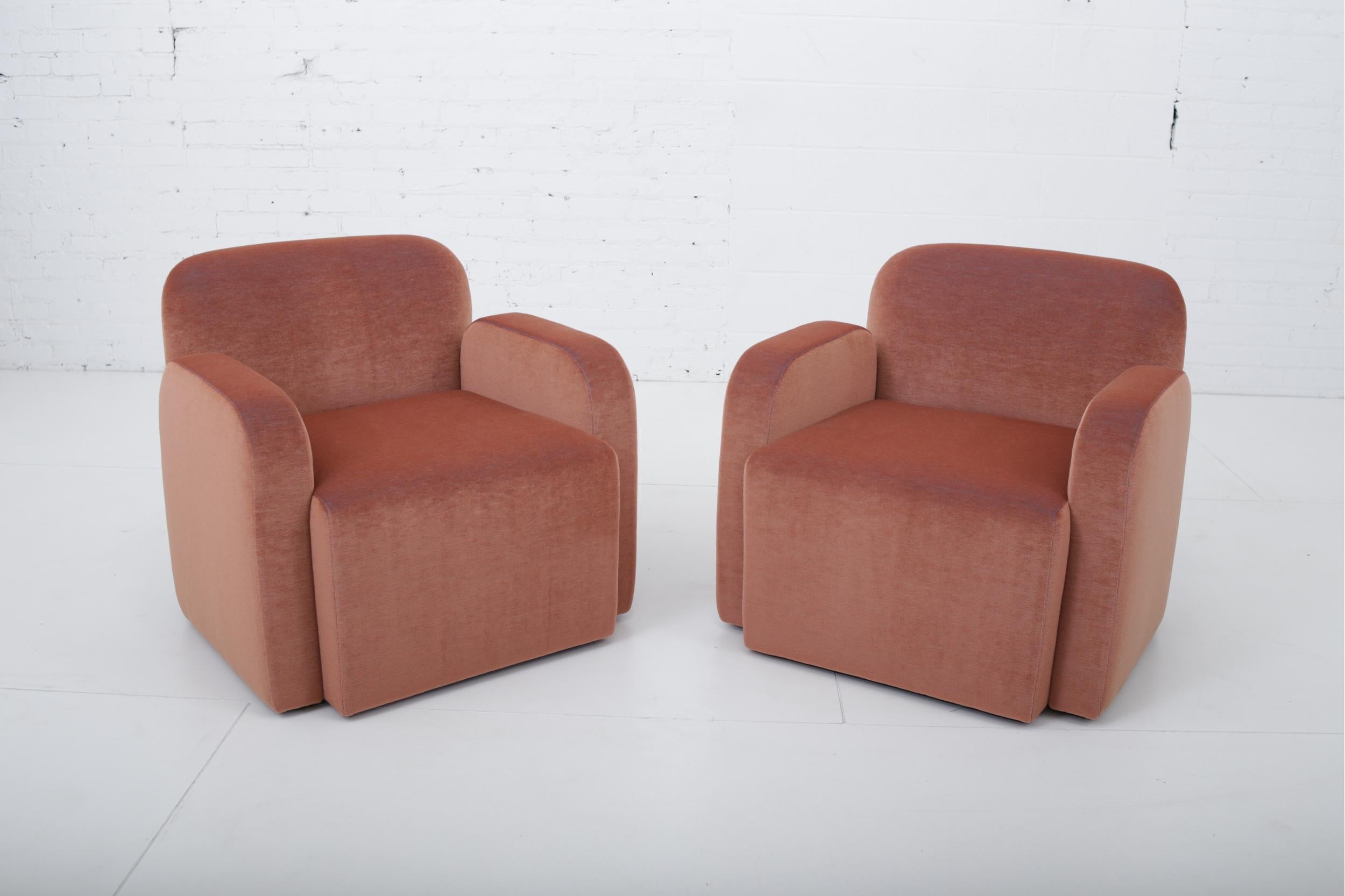 Post-Modern Postmodern Barrel Back Lounge Chairs