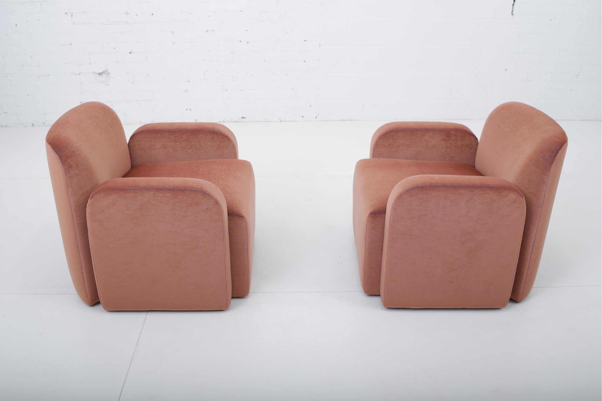 American Postmodern Barrel Back Lounge Chairs