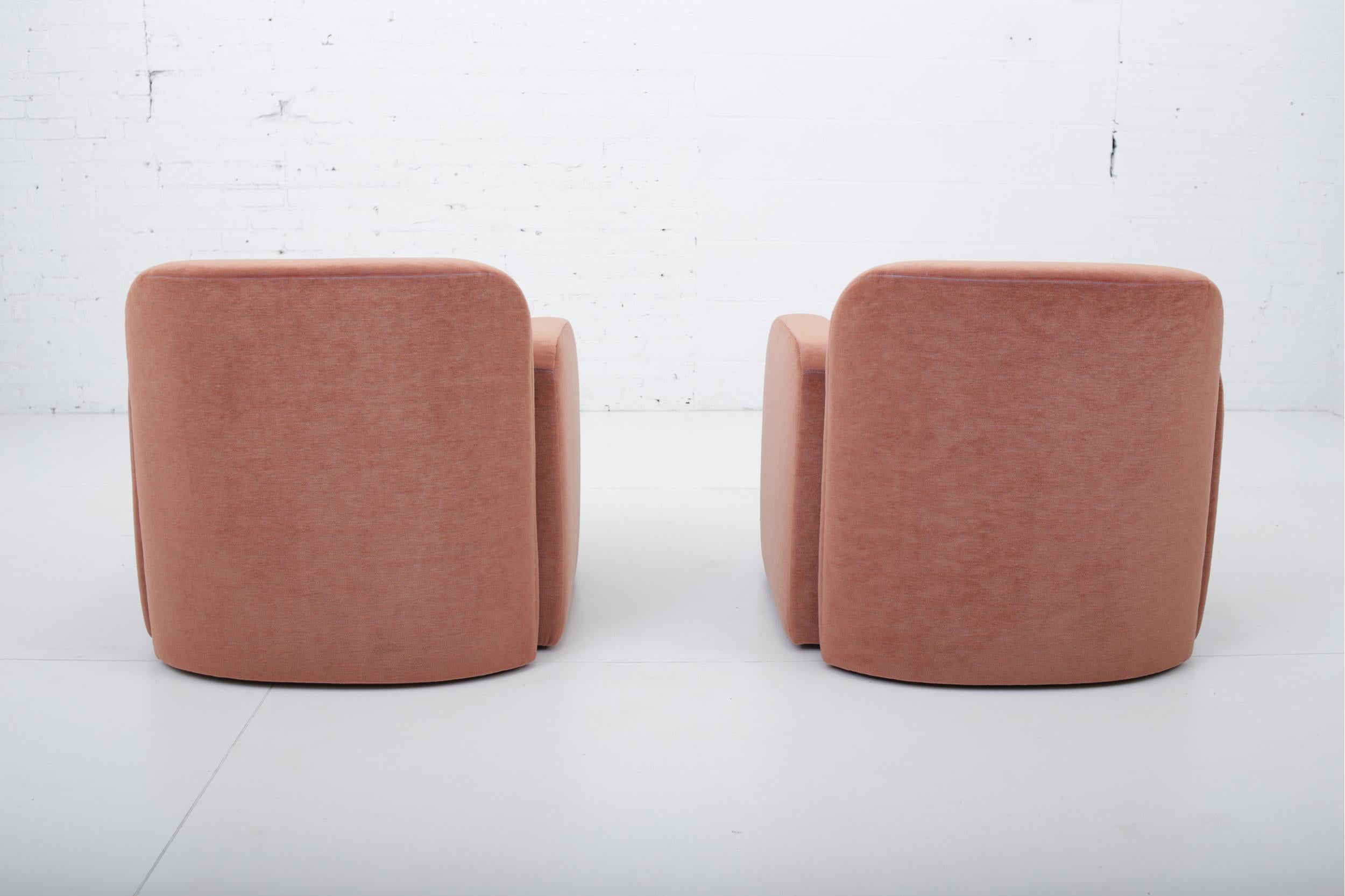 Late 20th Century Postmodern Barrel Back Lounge Chairs