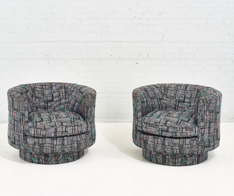 Postmodern barrel swivel chairs, 1980's. Original.
