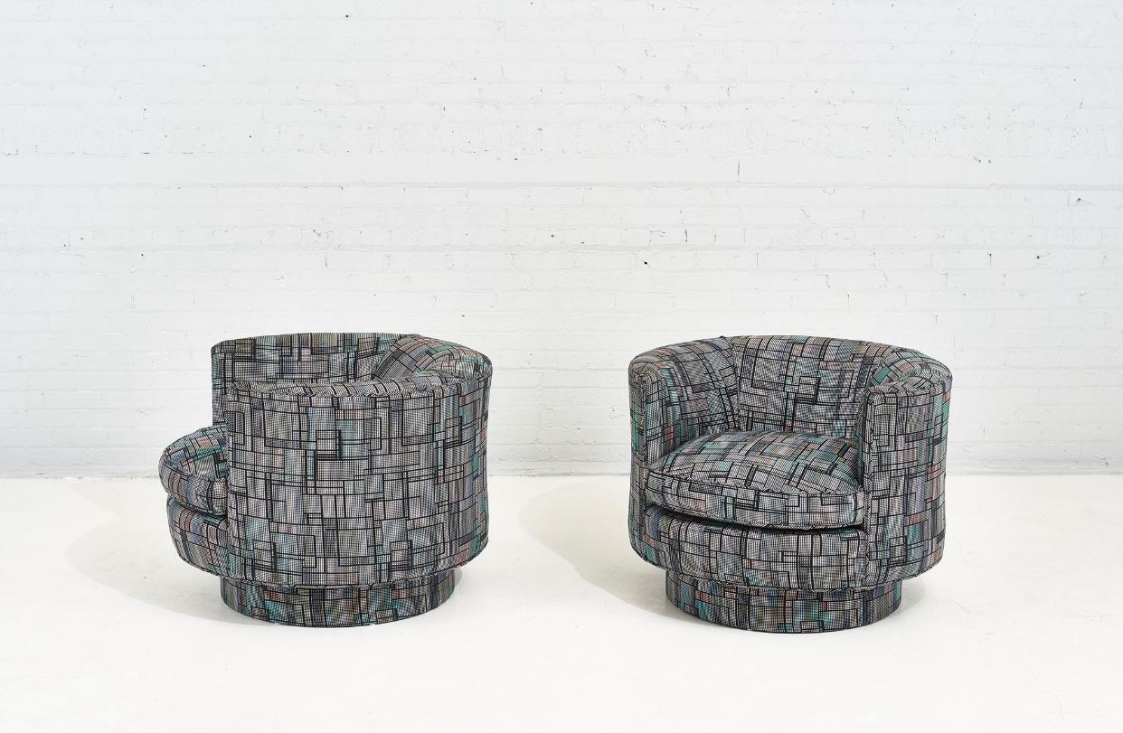 American Postmodern Barrel Swivel Chairs, 1980