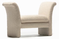 Post Modern Bench Settee Newly Upholstered in Luxurious Ivory White Bouclé