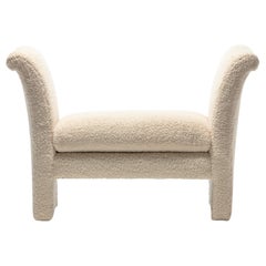 Post Modern Bench Settee Newly Upholstered in Luxurious Ivory White Bouclé
