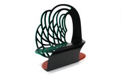 Banc postmoderne à haut dossier par Alan Siegel, 1986. Signé. n° 2 dans l'édition