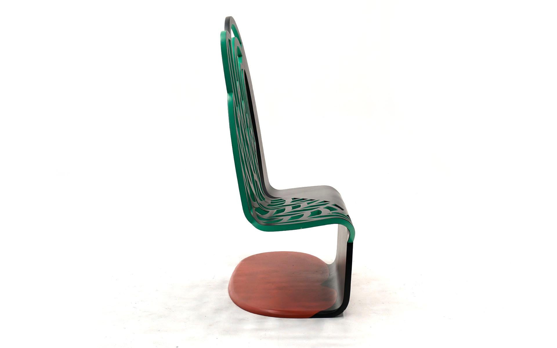 Lacquered Postmodern Bench with High Back by Alan Siegel, 1986. Signed. #2 in the Edition For Sale