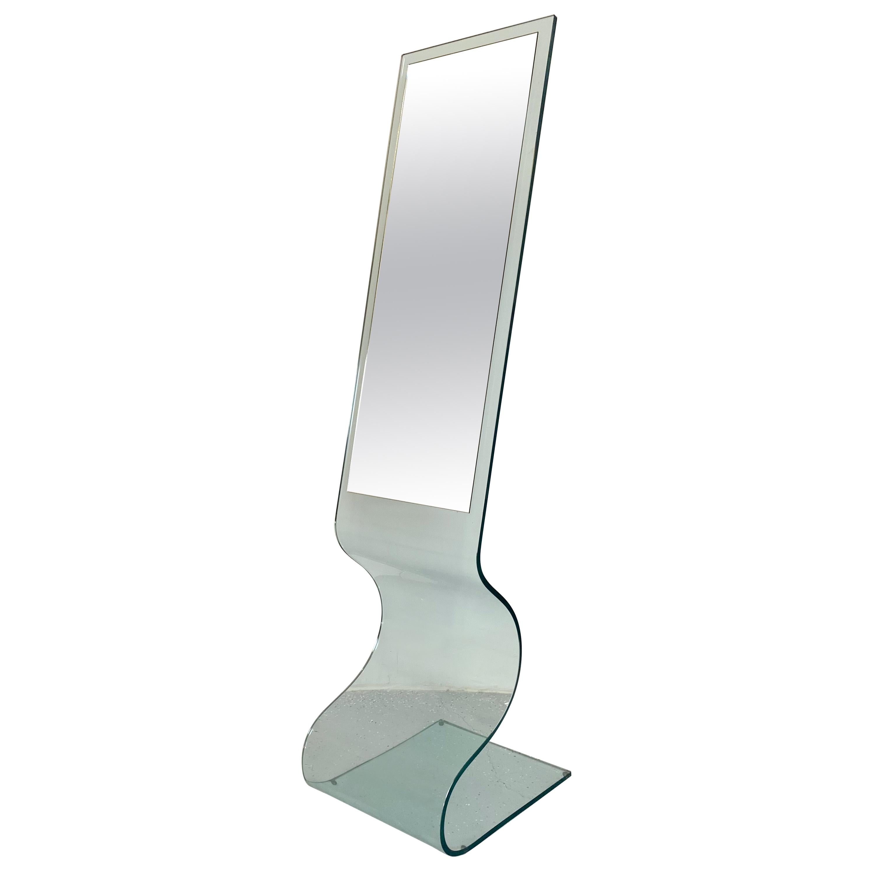 Post-Modern Bent Glass Floor Mirror