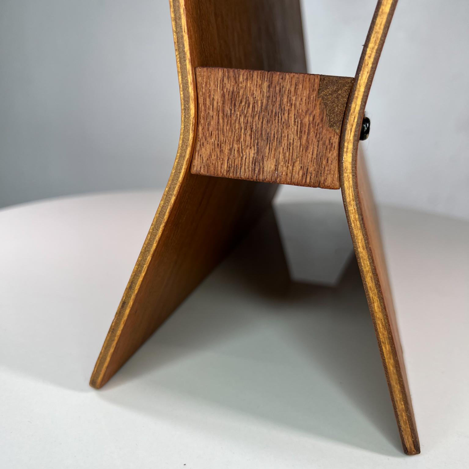 Post-Modern Bent Plywood Sculptural Teak Magazine Rack Stand Style Alvar Aalto 3