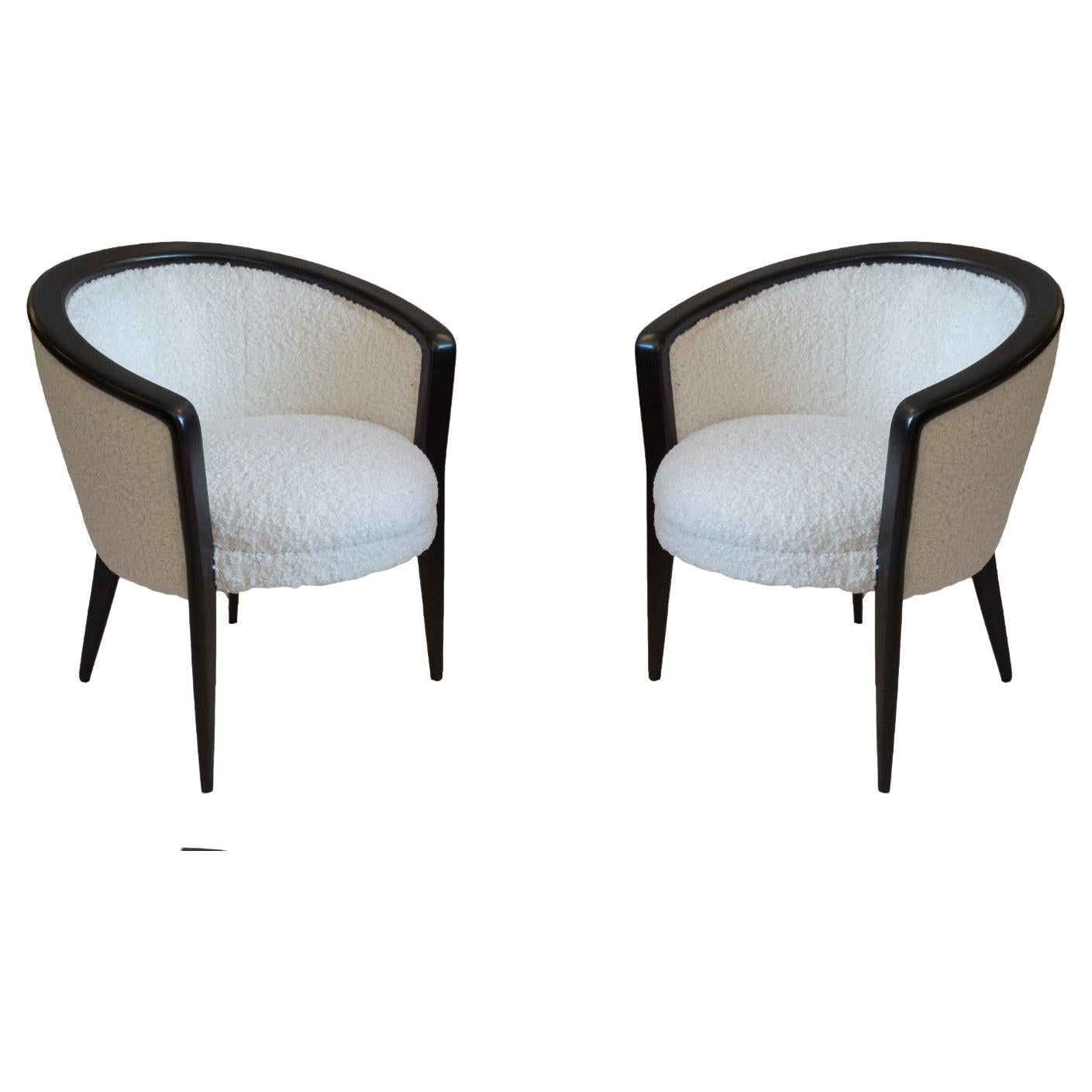 Post-Modern Bespoke French Barrel Chairs For Sale