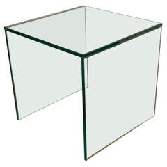 Post Modern Bevel and Polished Green Edge Glass End Table
