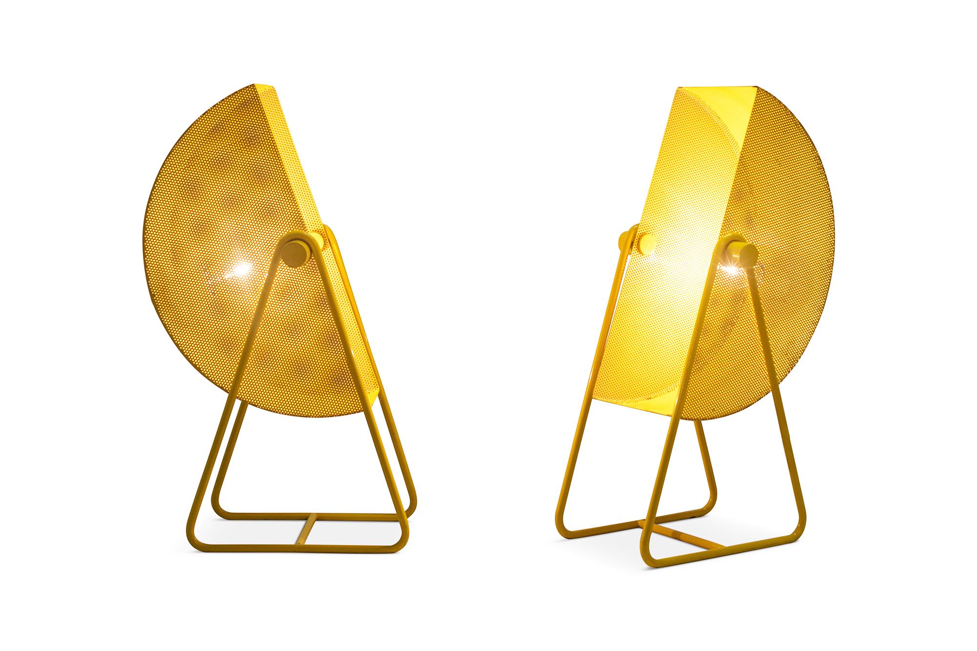 Italian Postmodern Bieffeplast Yellow Table Lamps with Adjustable Shades 