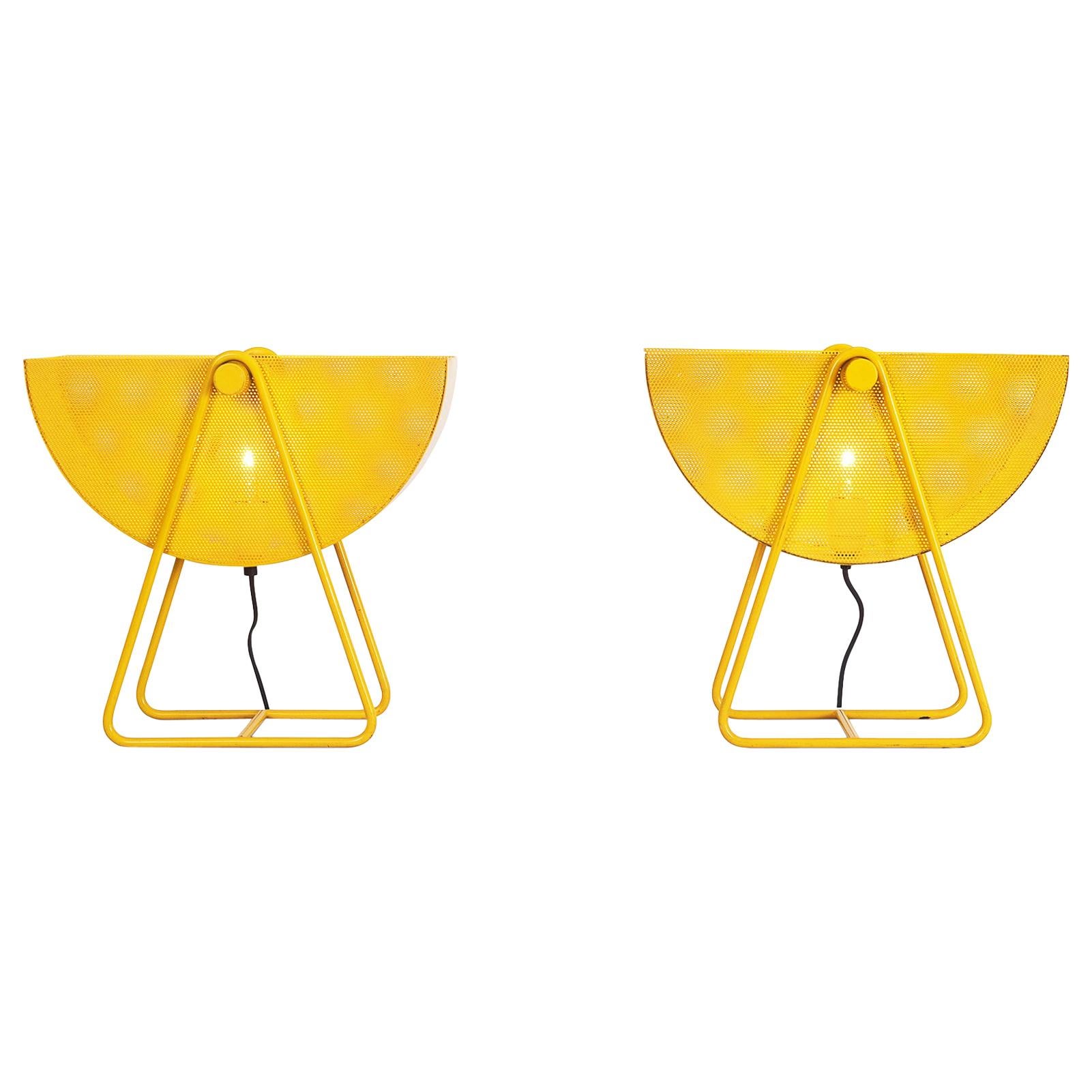 Postmodern Bieffeplast Yellow Table Lamps with Adjustable Shades 