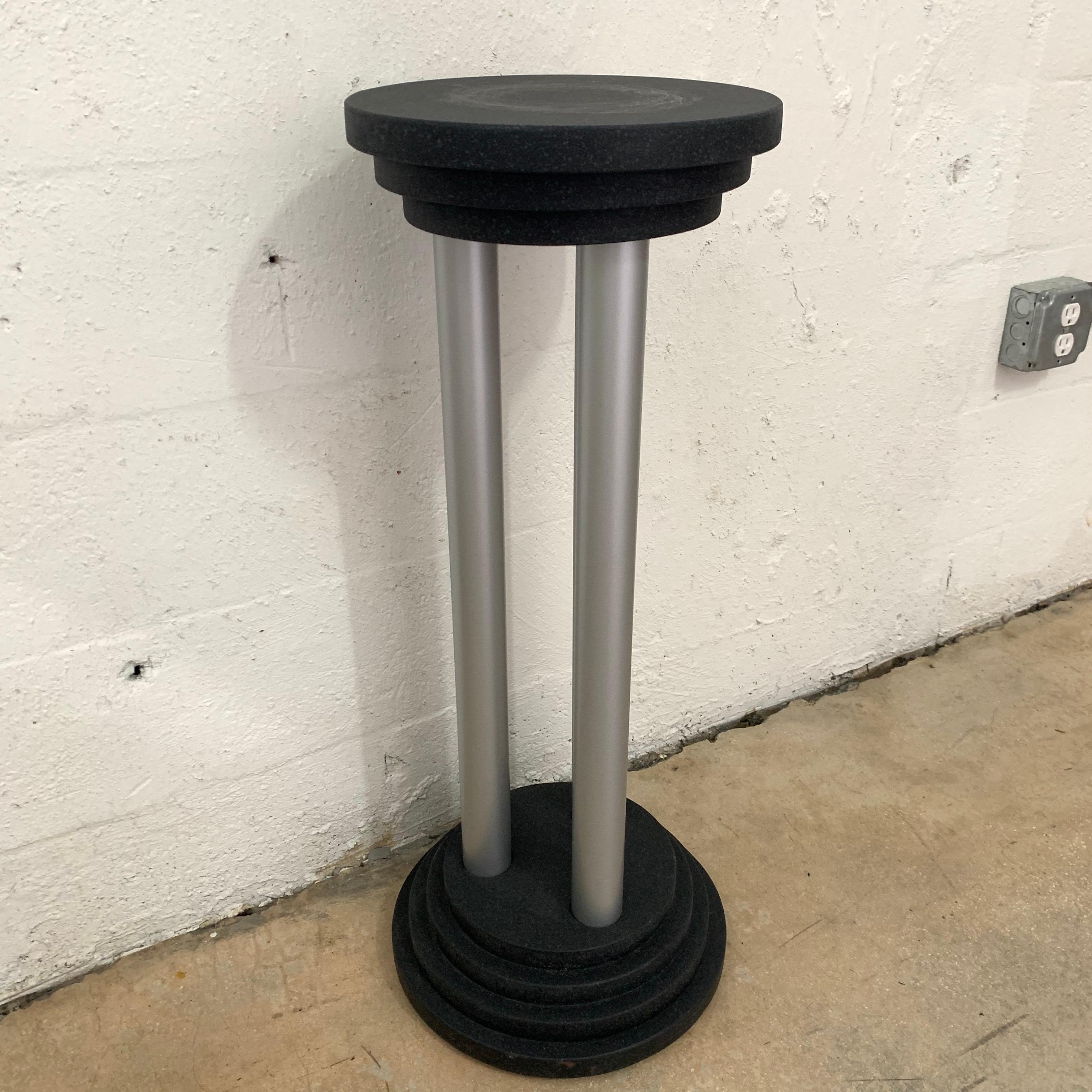 Post-Modern Postmodern Black and Grey Wood Pedestal or Plant Stand, Italy, 1990s For Sale