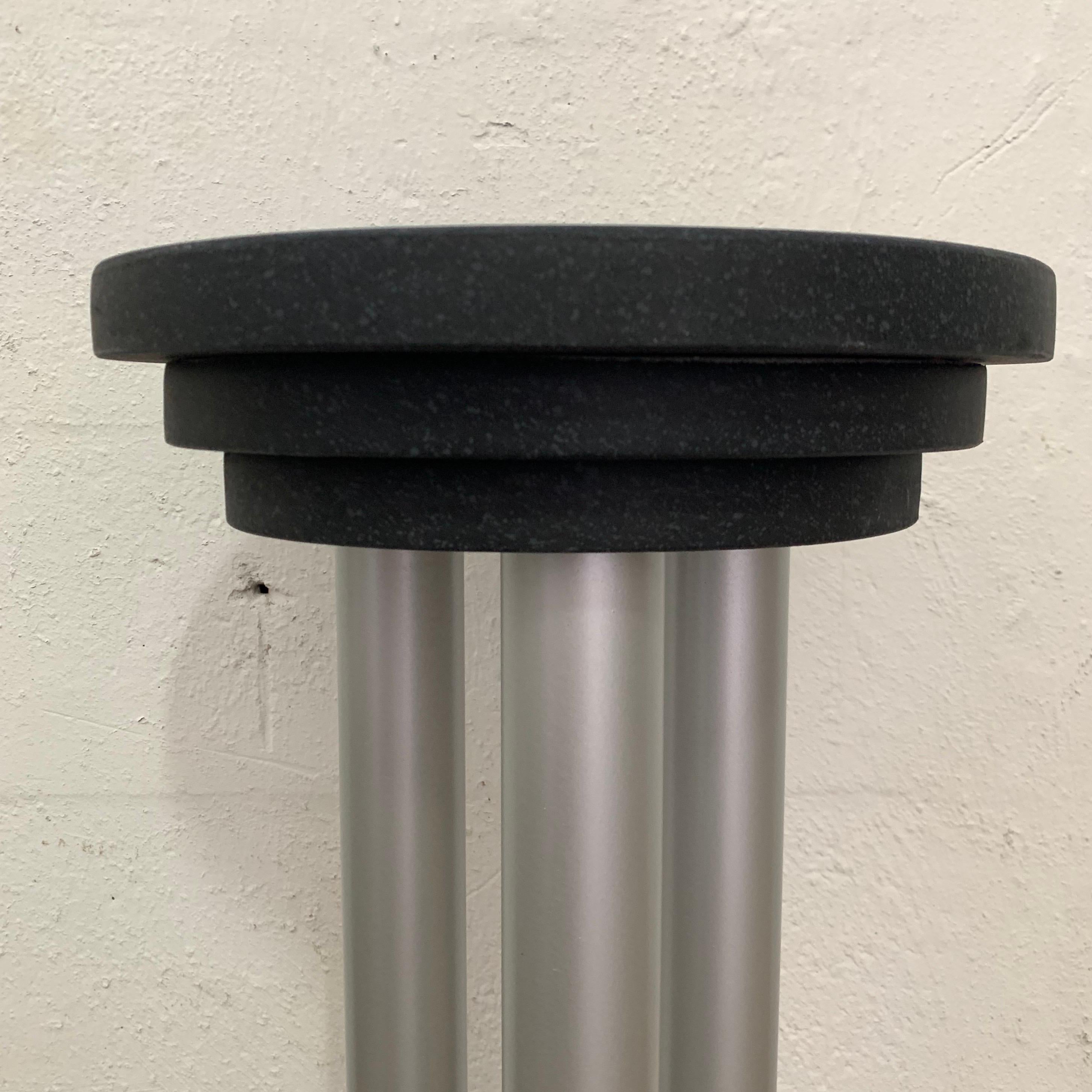 Painted Postmodern Black and Grey Wood Pedestal or Plant Stand, Italy, 1990s For Sale