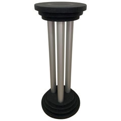 Postmodern Black and Grey Wood Pedestal or Plant Stand, Italy, 1990s