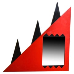 Post modern Black and red monster Laminate triangle wall mirror pop art