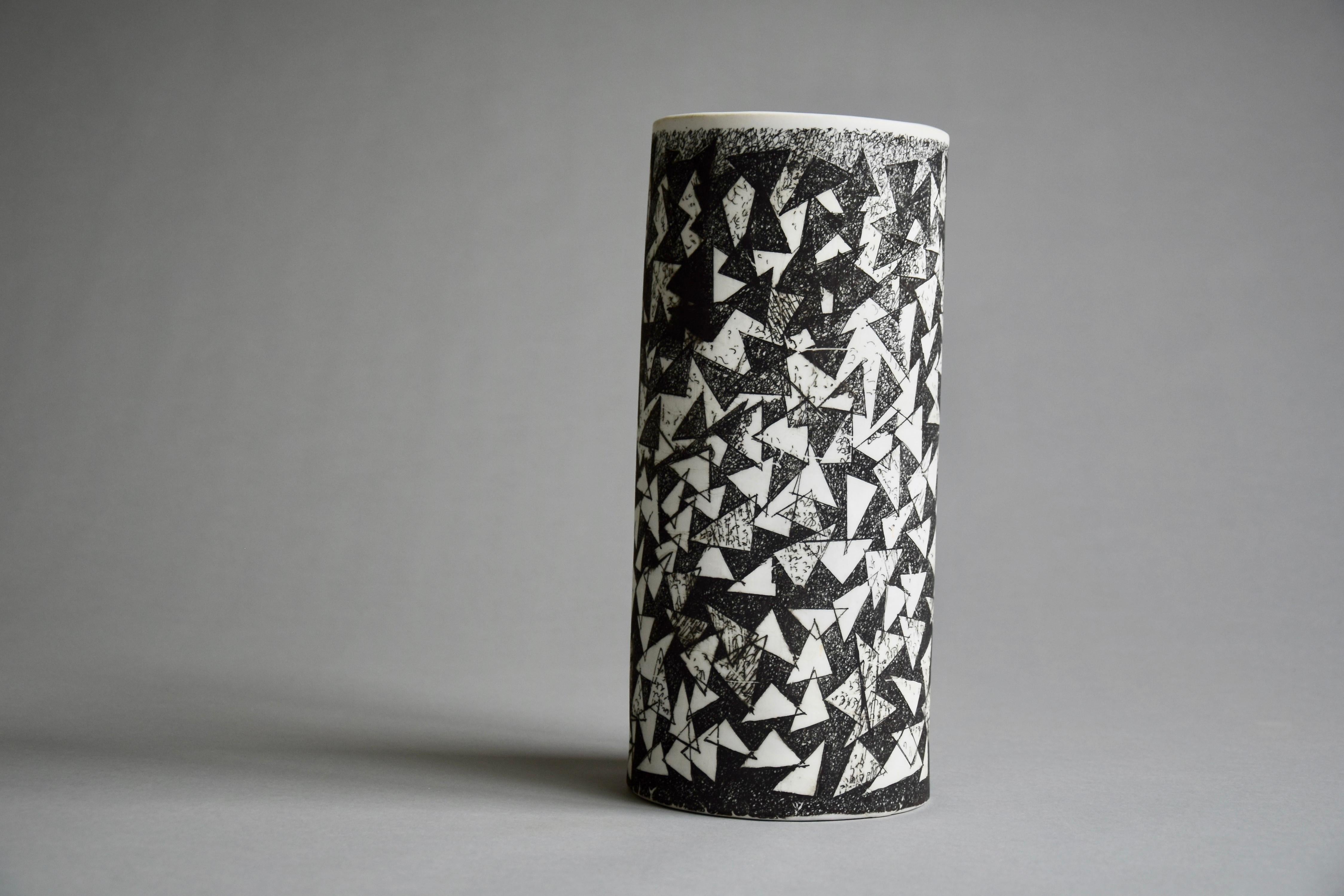 Dutch Post Modern Black and White Ceramic Vase by Mik Bečka For Sale
