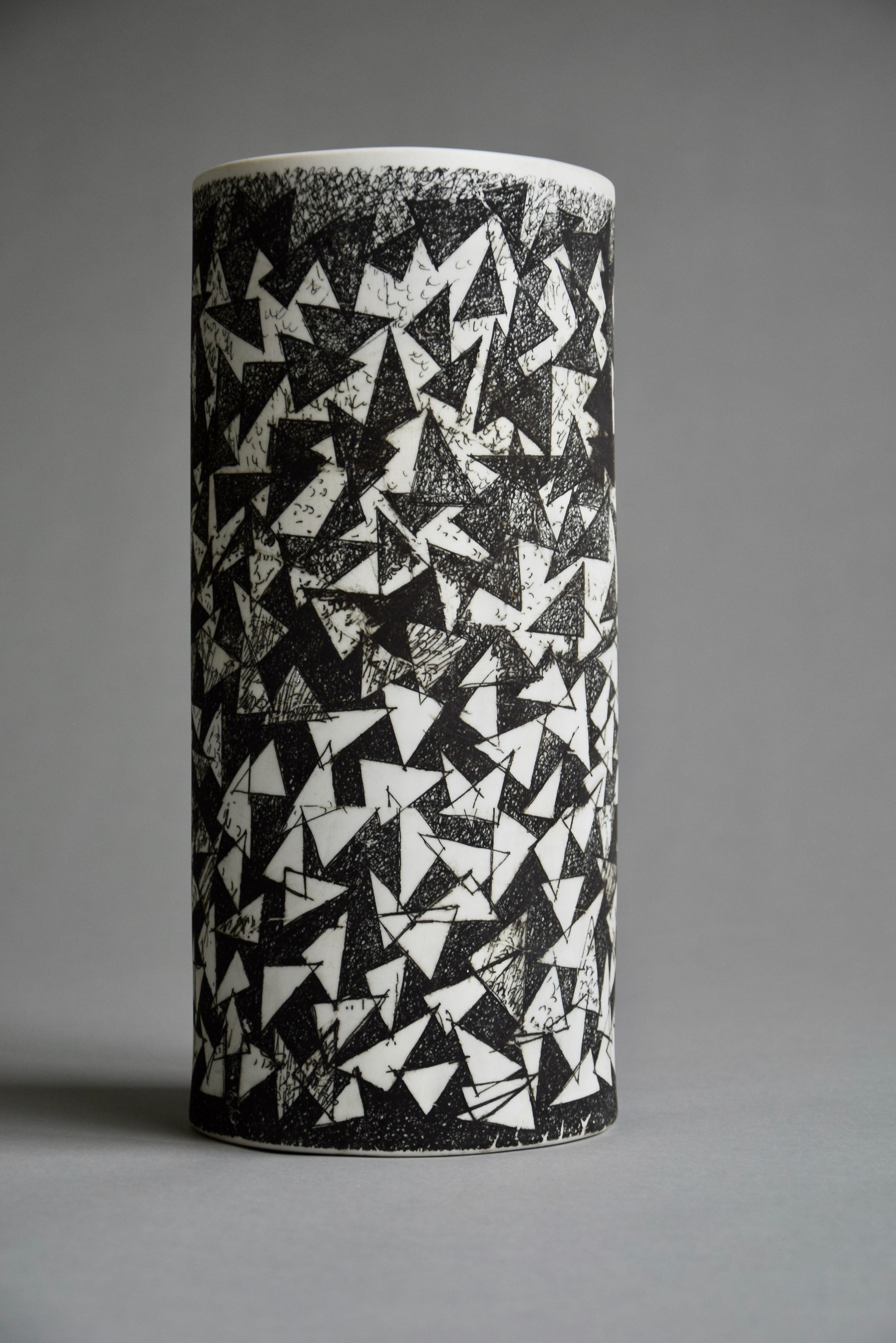 Post Modern Black and White Ceramic Vase by Mik Bečka For Sale 3