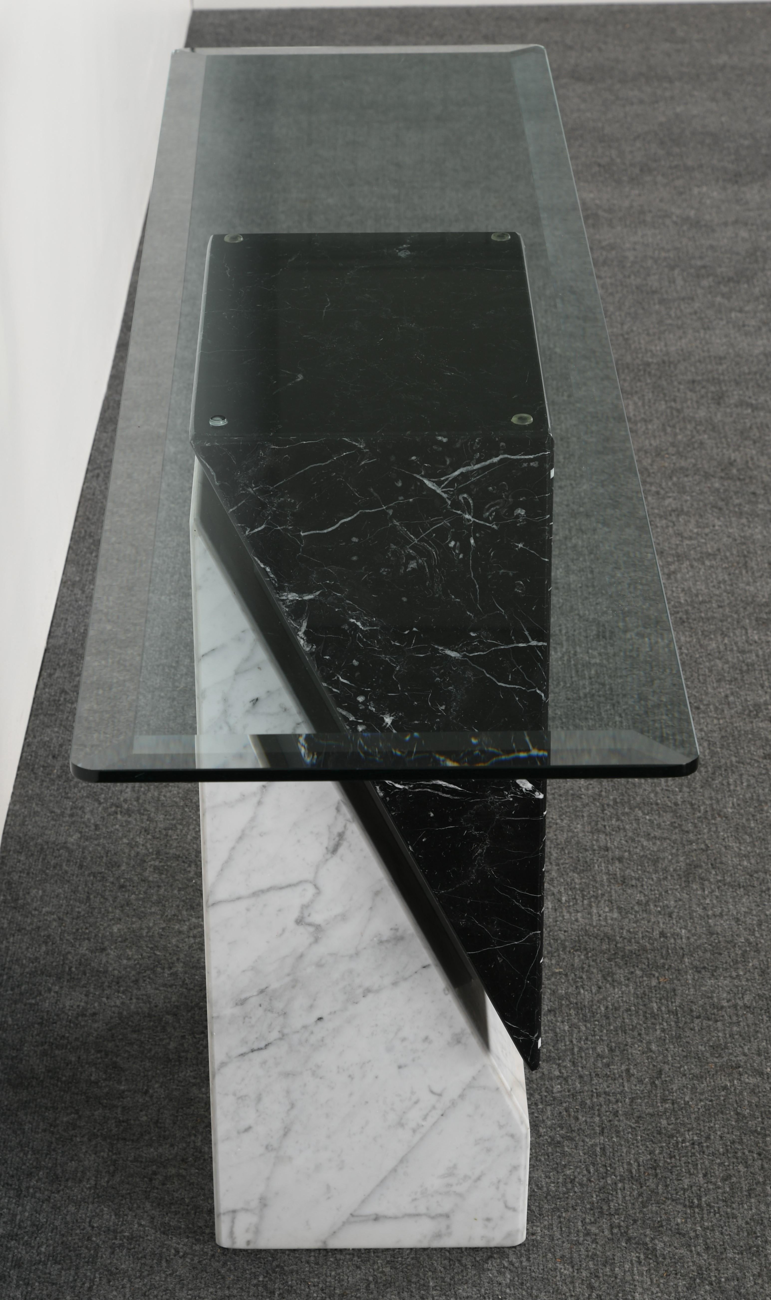 Late 20th Century Postmodern Black and White Marble Console Table, 1980s