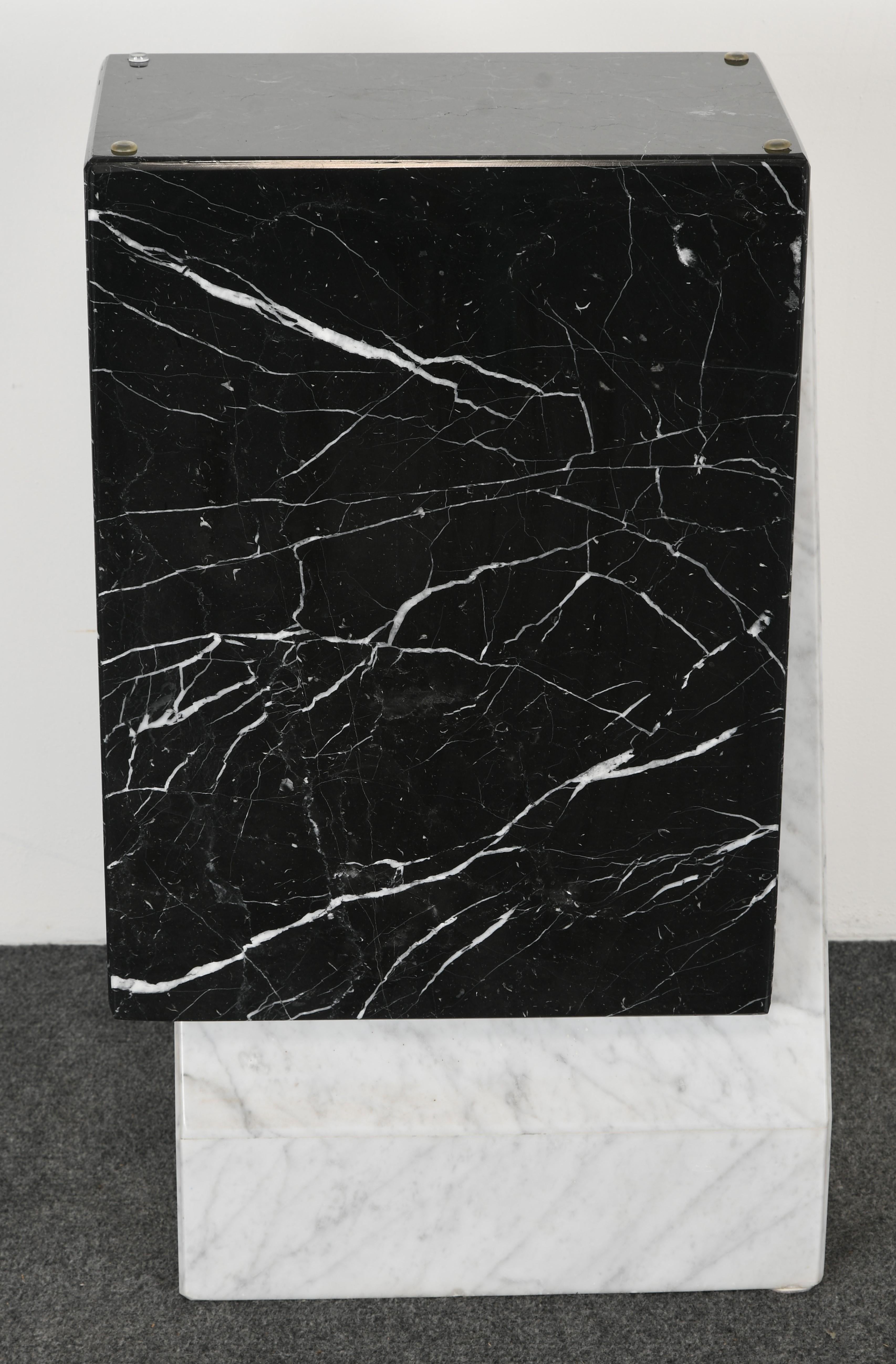 Belgian Black Marble Postmodern Black and White Marble Console Table, 1980s