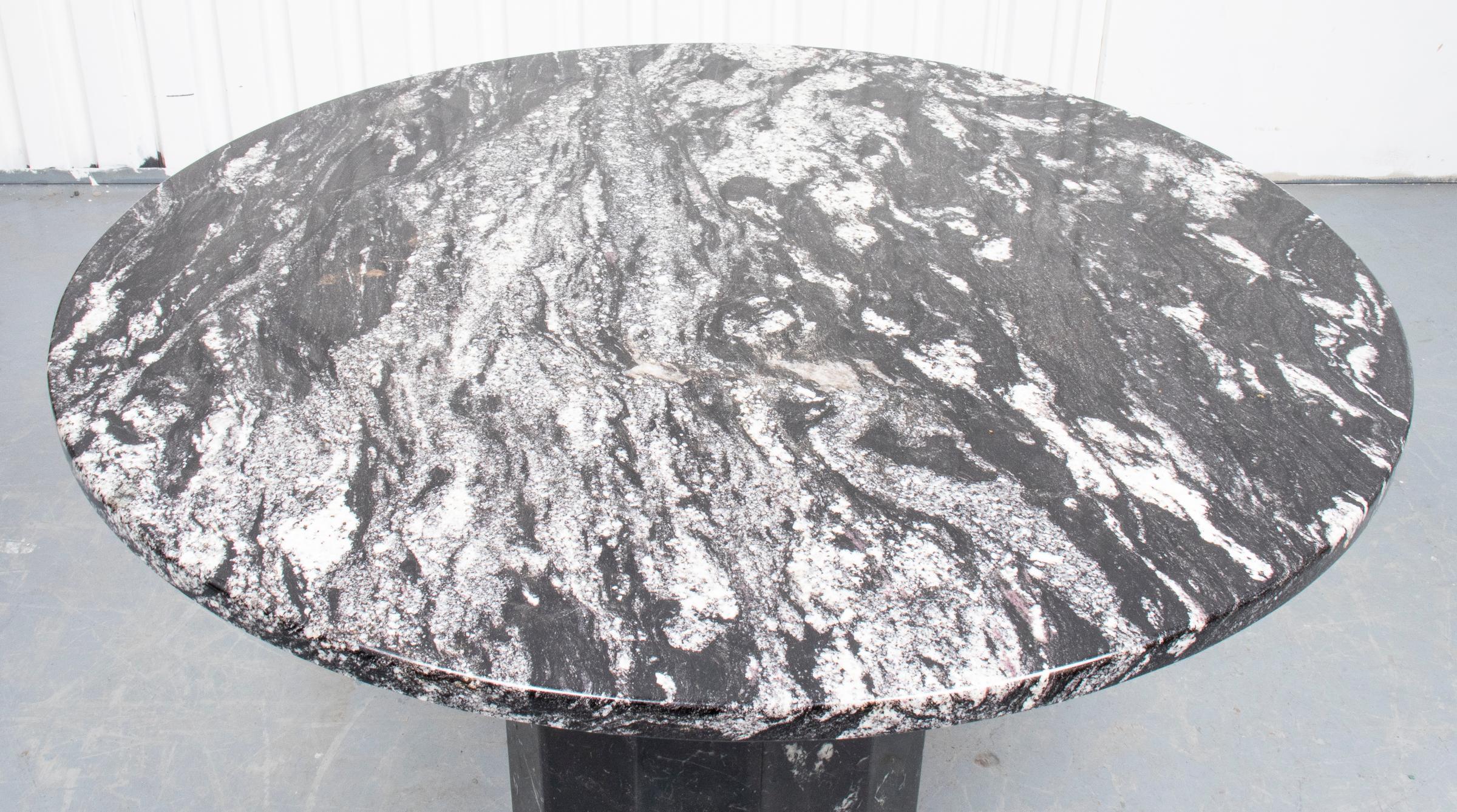 North American Post-Modern Black and White Marble Dining Table